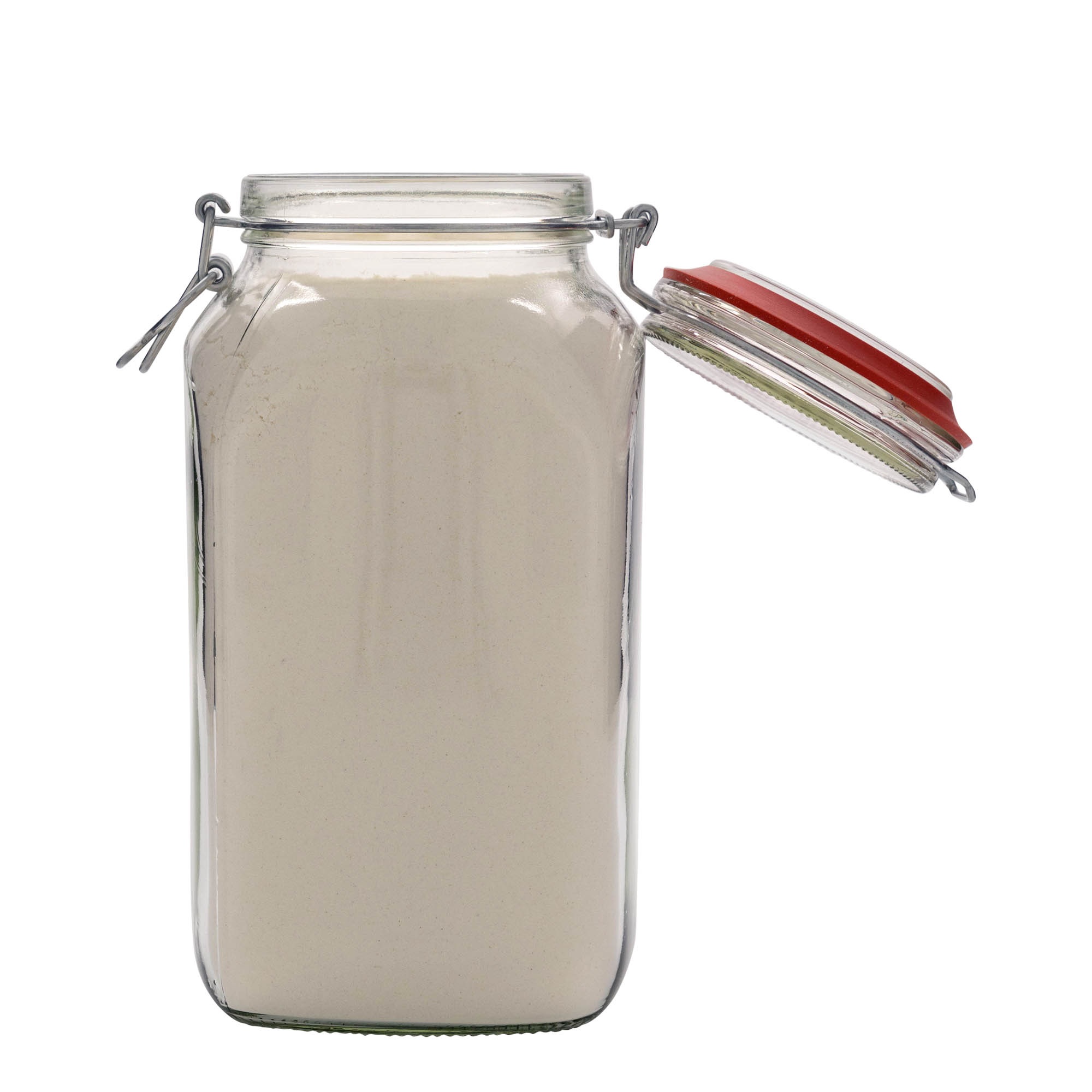 2,590 ml traatlukuga klaaspurk #, ruudukujuline, avaus: traatlukuga sulgur