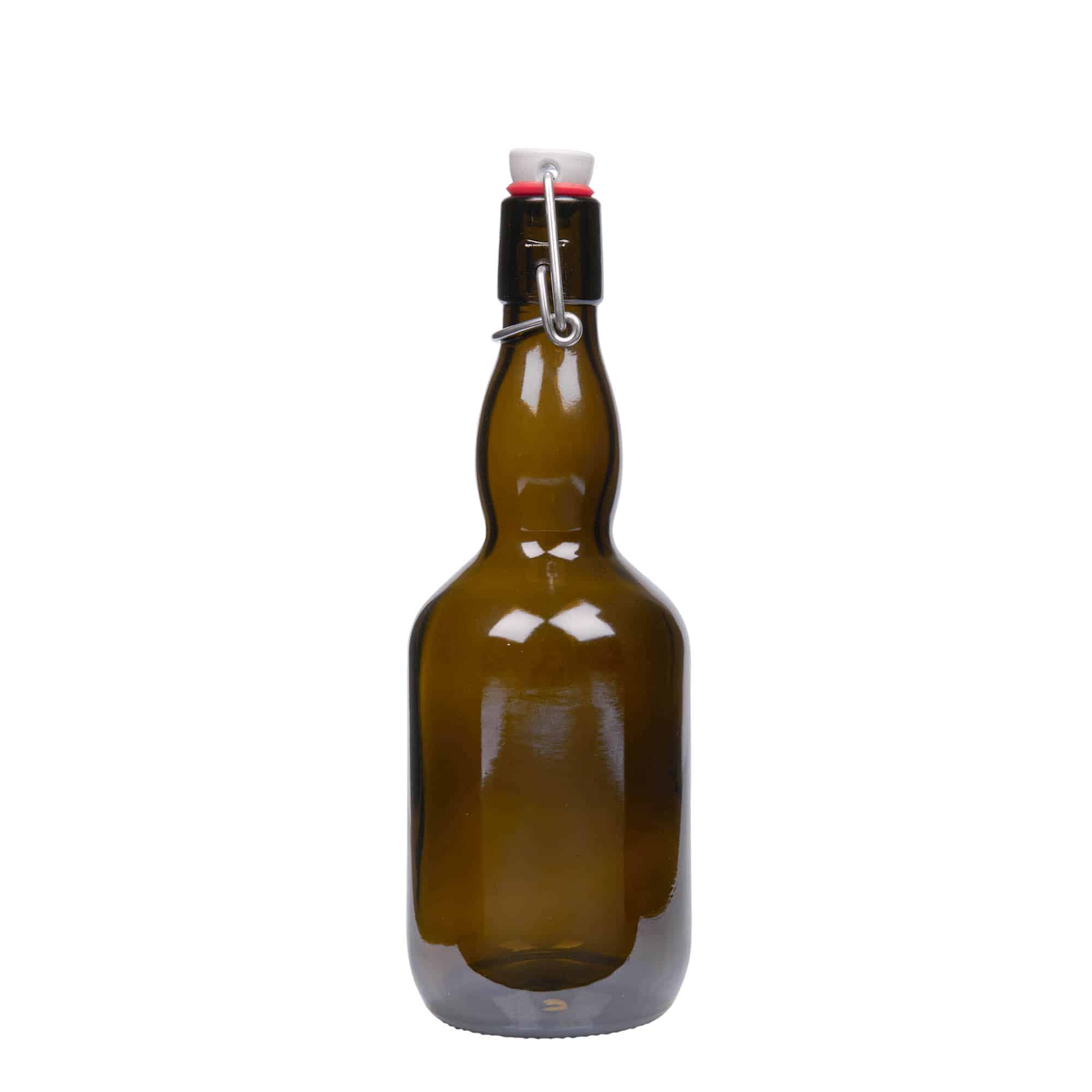 500 ml õllepudel kaelaga, klaas, antiikroheline, suuava: klambrikork