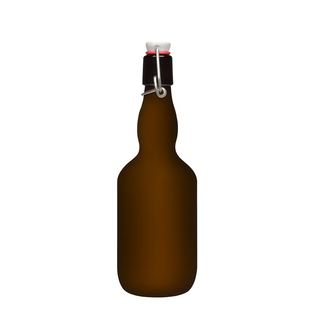 500 ml õllepudel kaelaga, klaas, antiikroheline, avale: klambrikork