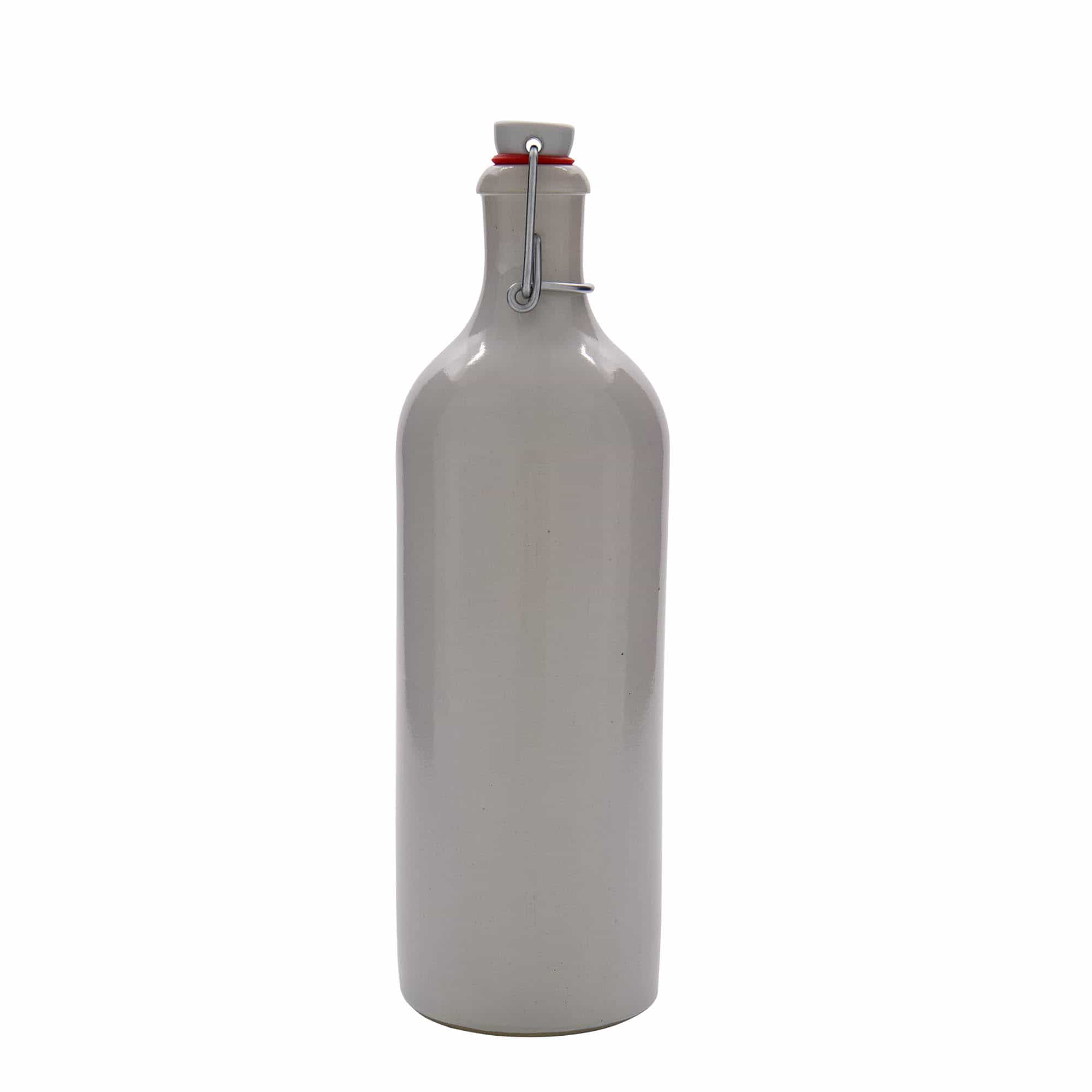 750 ml keraamiline pudel, kivikeraamika, valge, sulgur: traatkork