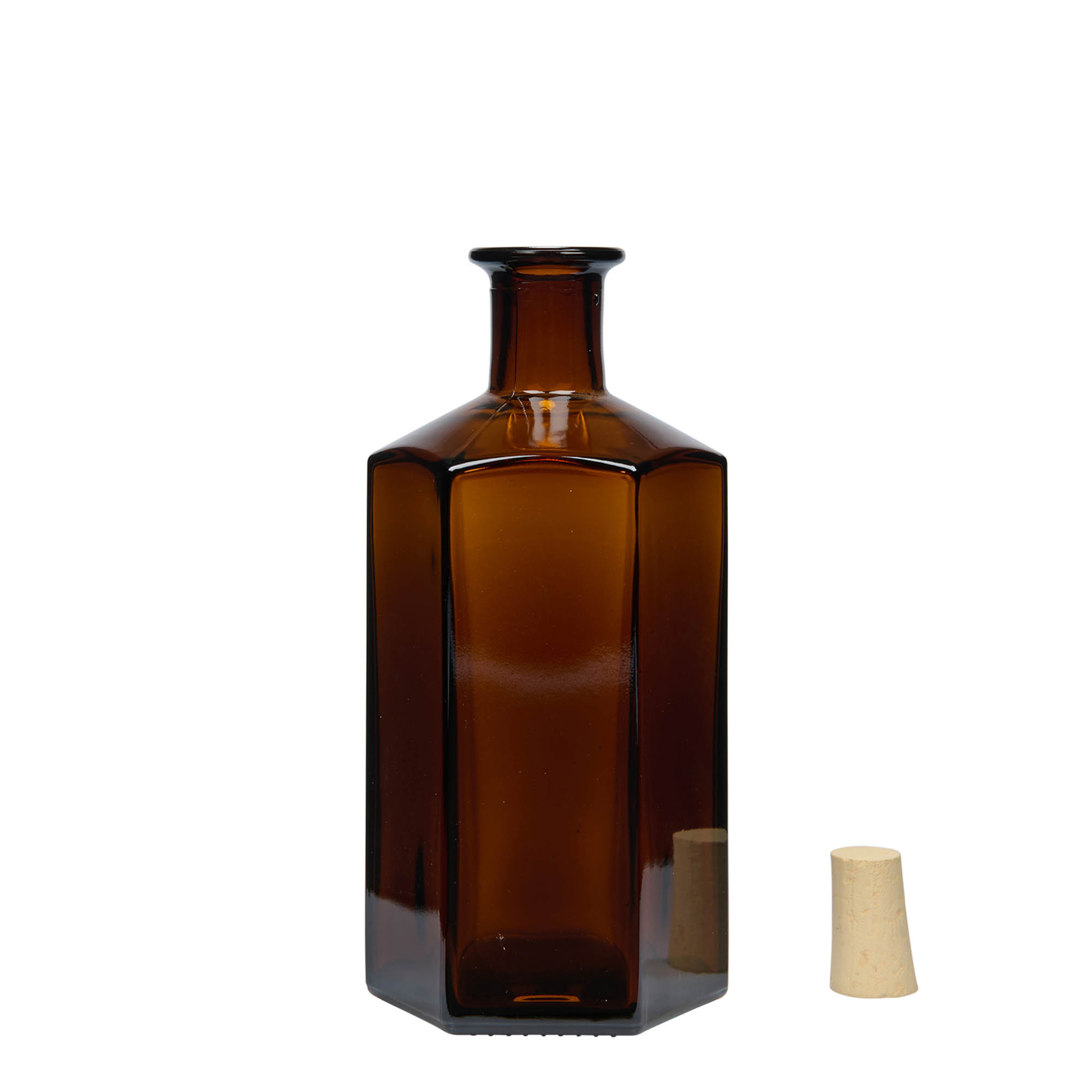 500 ml klaaspudel apteekrile 'Jimmy', kuusnurkne, pruun, suuava: kork 500 ml klaaspudel apteekrile 'Jimmy', kuusnurkne, pruun, suuava: kork