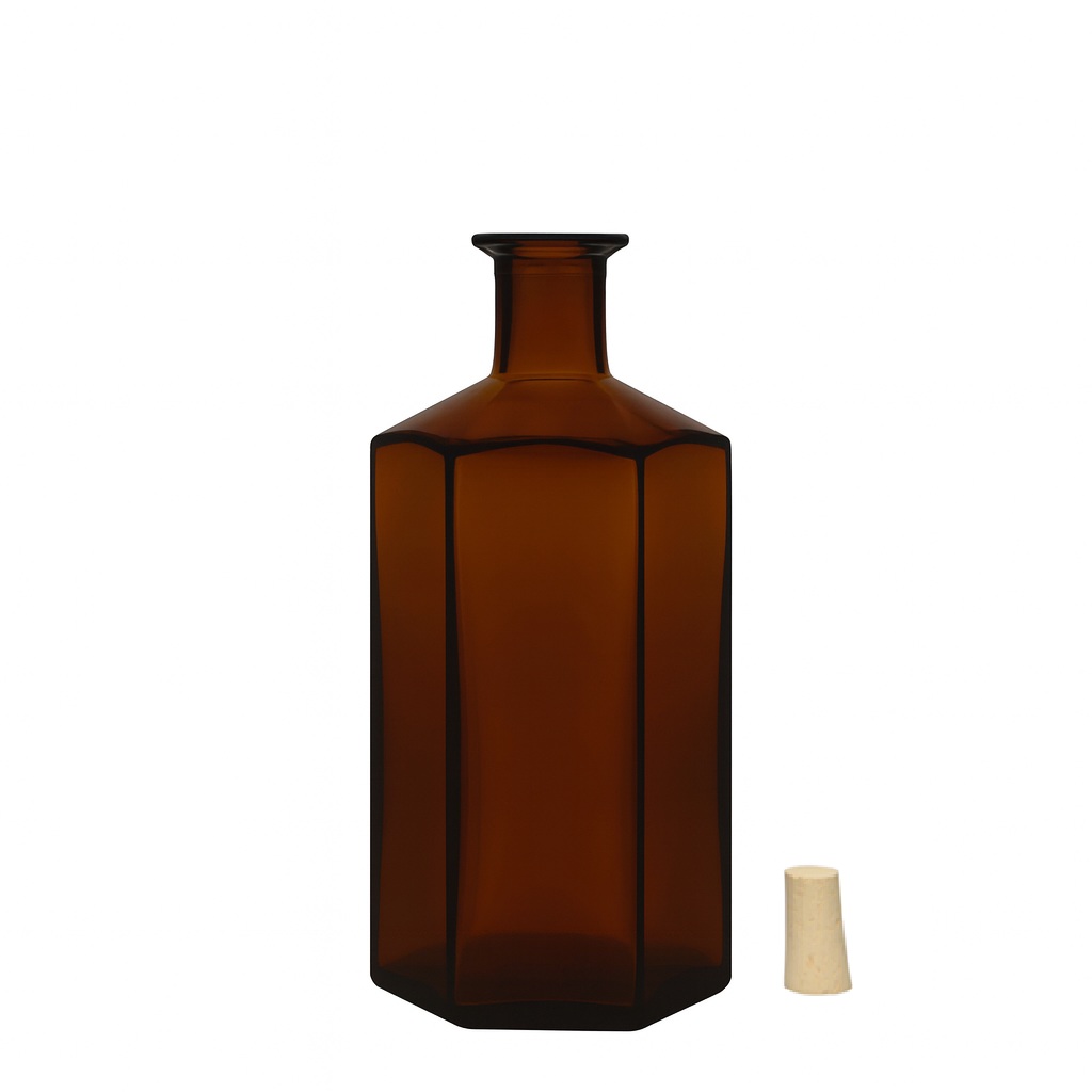 500 ml klaaspudel apteekrile 'Jimmy', kuusnurkne, pruun, suuava: kork 500 ml klaaspudel apteekrile 'Jimmy', kuusnurkne, pruun, suuava: kork