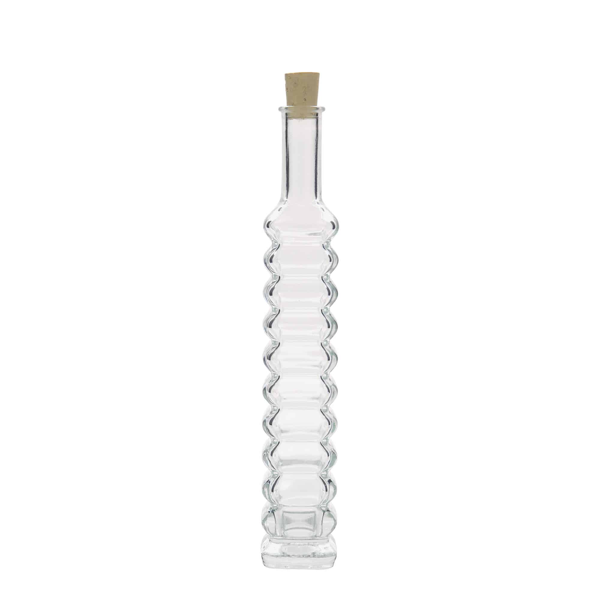 100 ml klaaspudel 'Roma', ruudukujuline, sulgur: kork