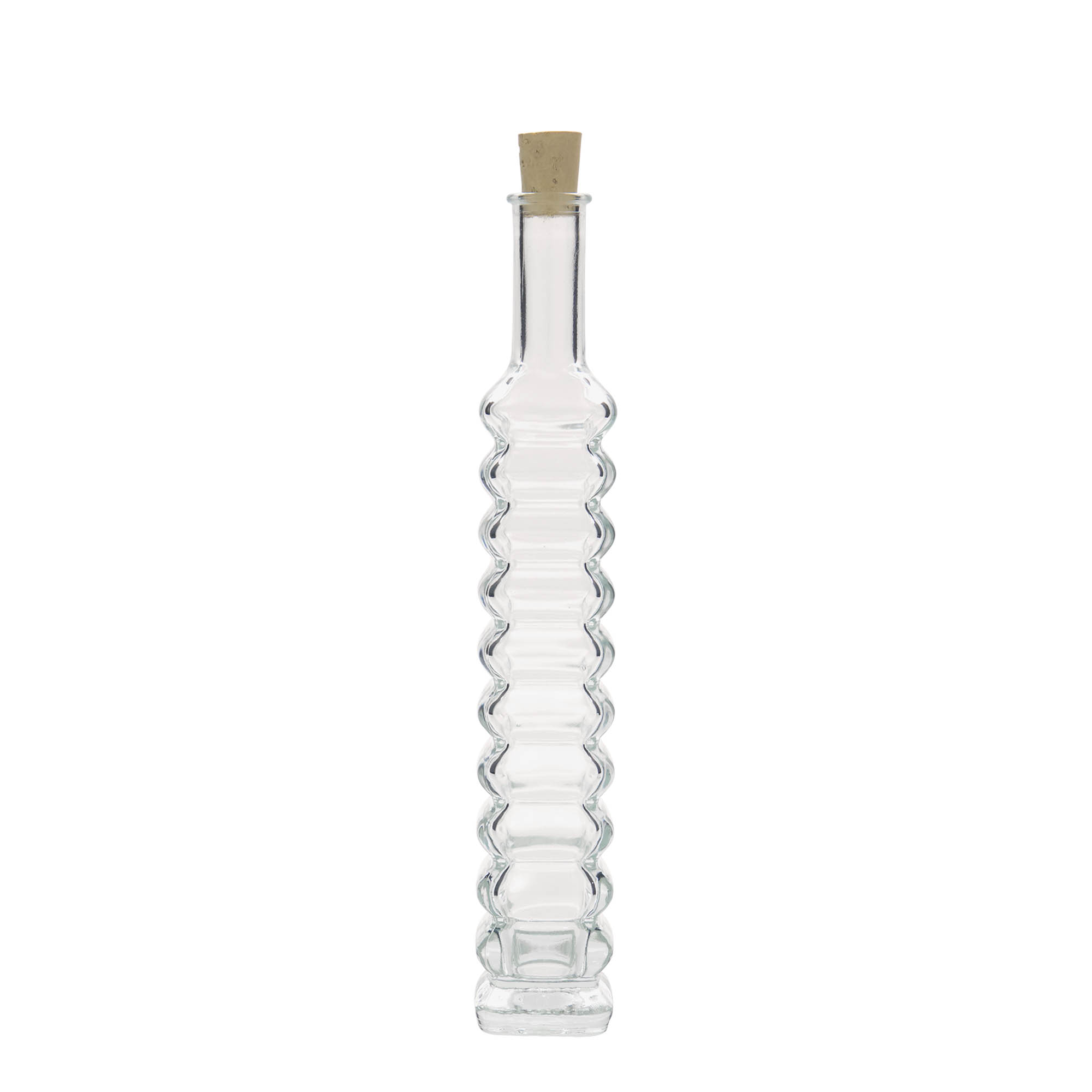 100 ml klaaspudel 'Roma', ruudukujuline, ava: kork