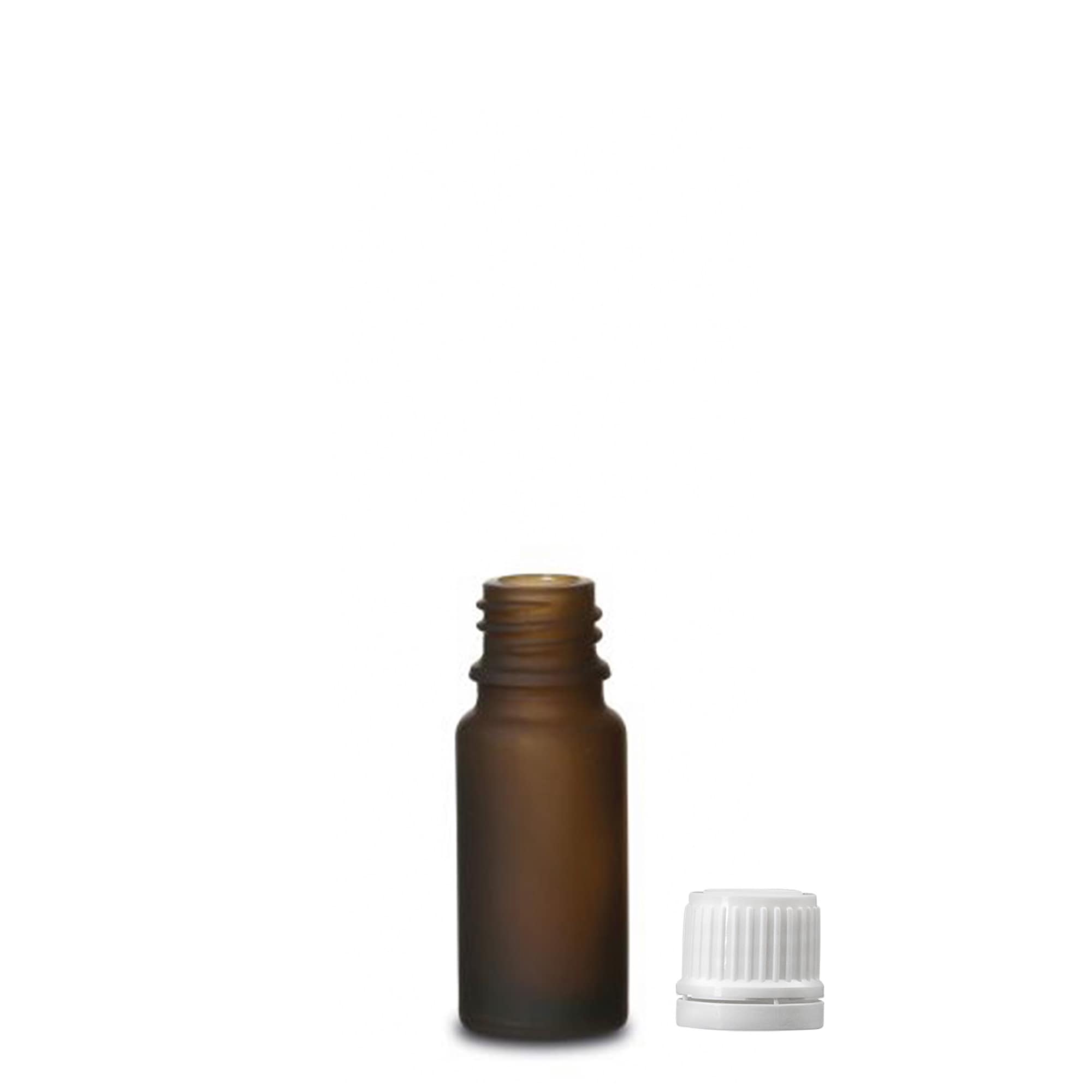 10 ml meditsiinipudel, klaas, pruun härmatisega, avale: DIN 18