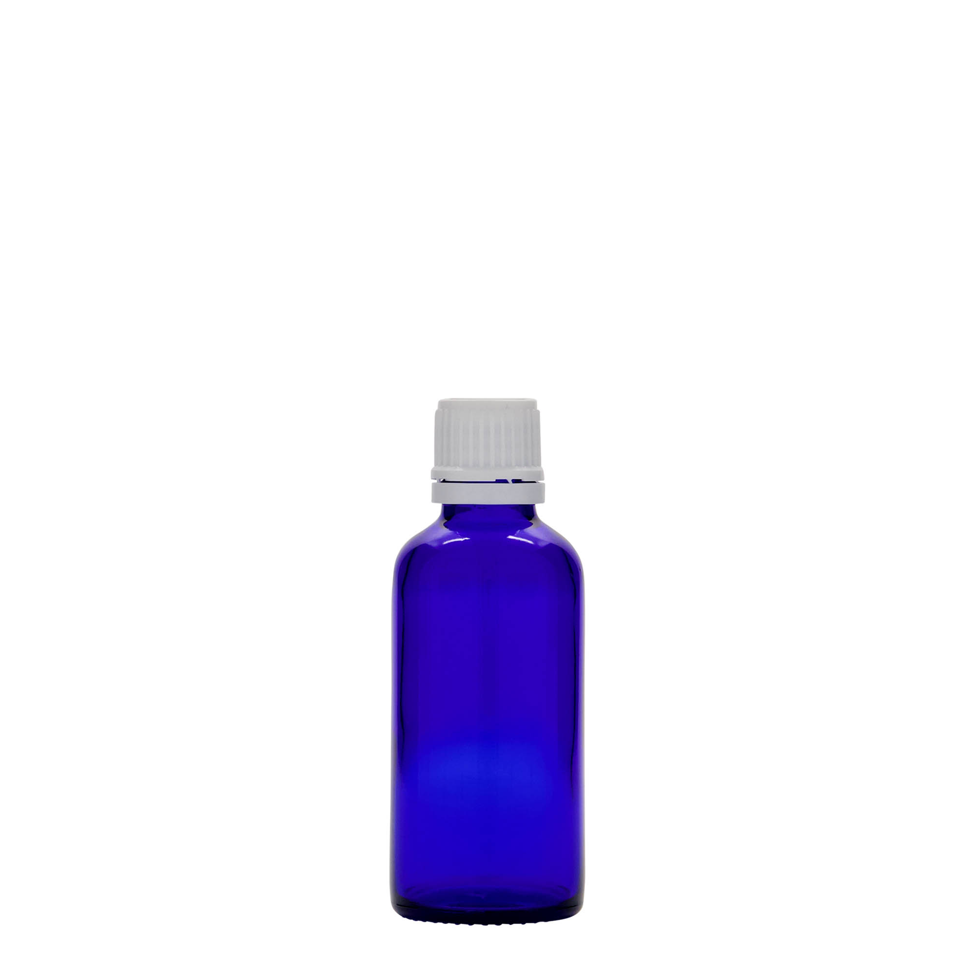 50 ml meditsiinipudel, klaas, kuninglik sinine, suuava: DIN 18