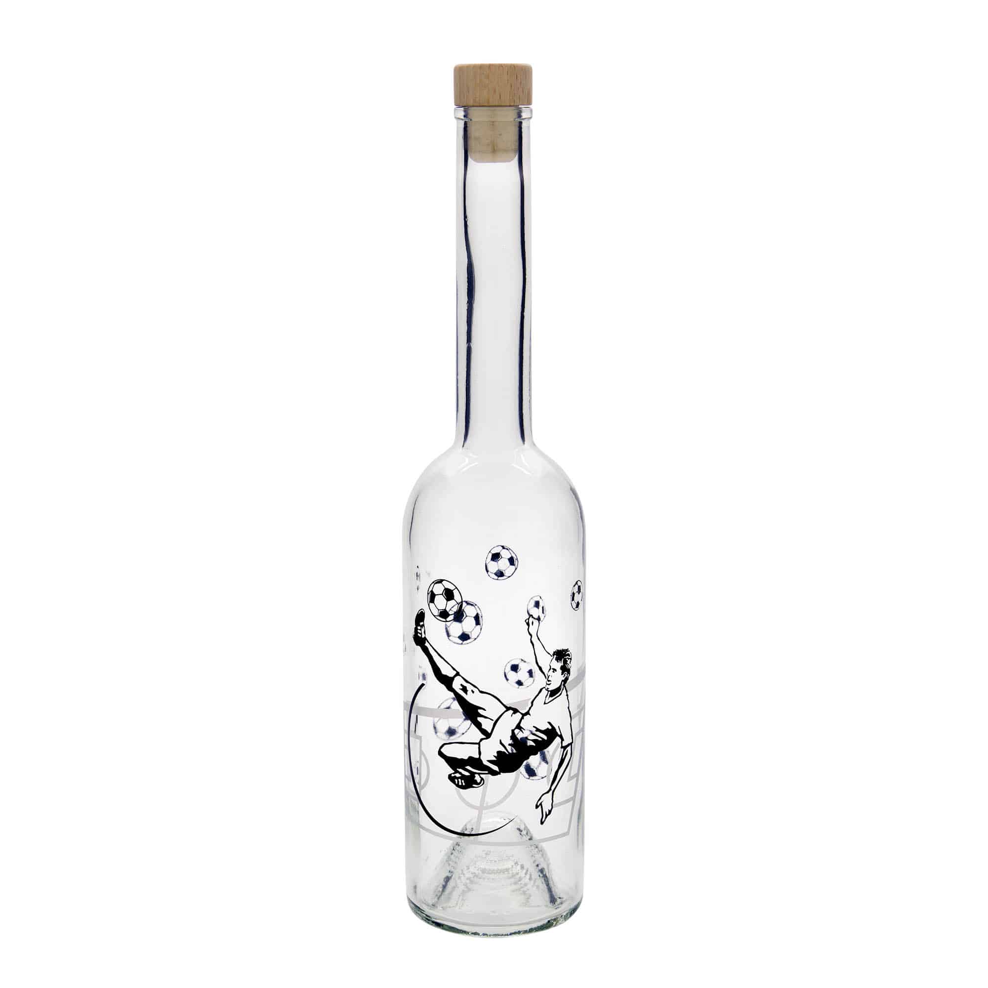 500 ml klaaspudel „Opera“, motiiv: jalgpallur, avale: kork