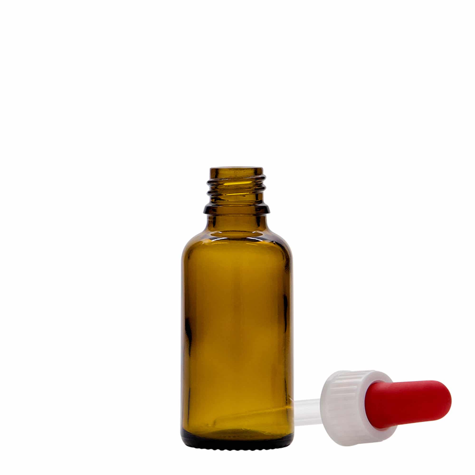 30 ml tilguti pudel, meditsiiniline, klaas, pruun, suu: DIN 18