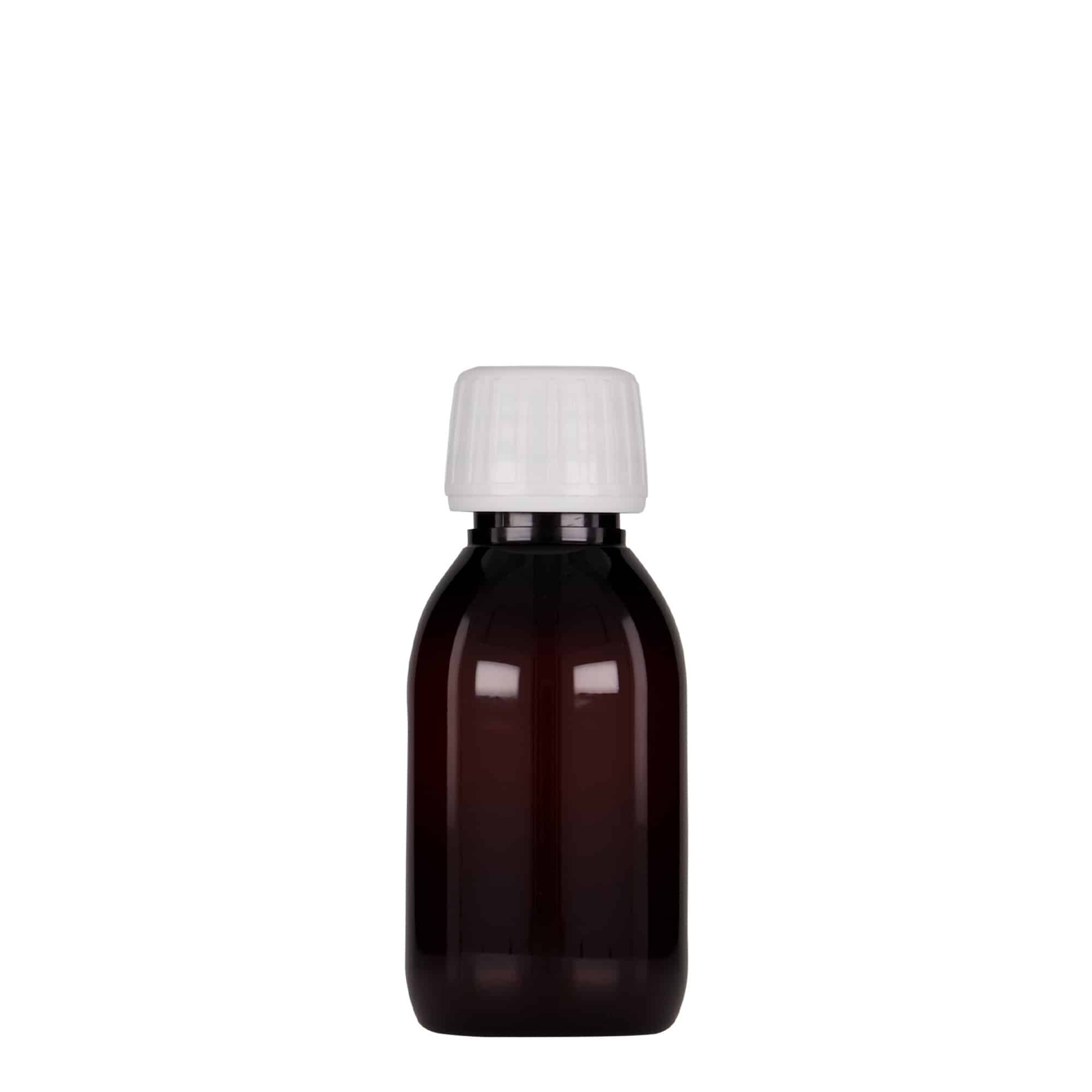 100 ml PET-rohupudel, pruun, plast, sulgur: PP 28
