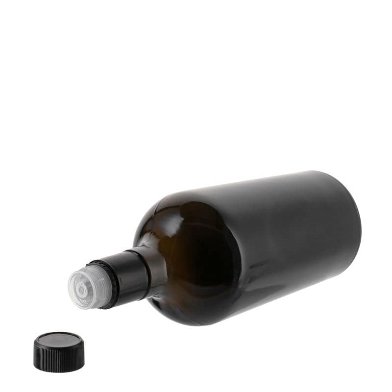 750 ml äädika/õlipudel 'Oleum', klaas, antiikroheline, sulgur: DOP