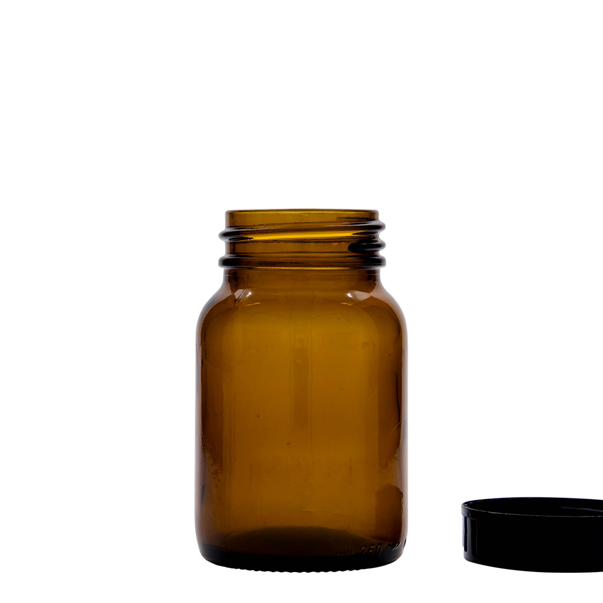 250 ml laiakaelne klaaspurk, pruun, ava: DIN 55 250 ml laiakaelne klaaspurk, pruun, ava: DIN 55