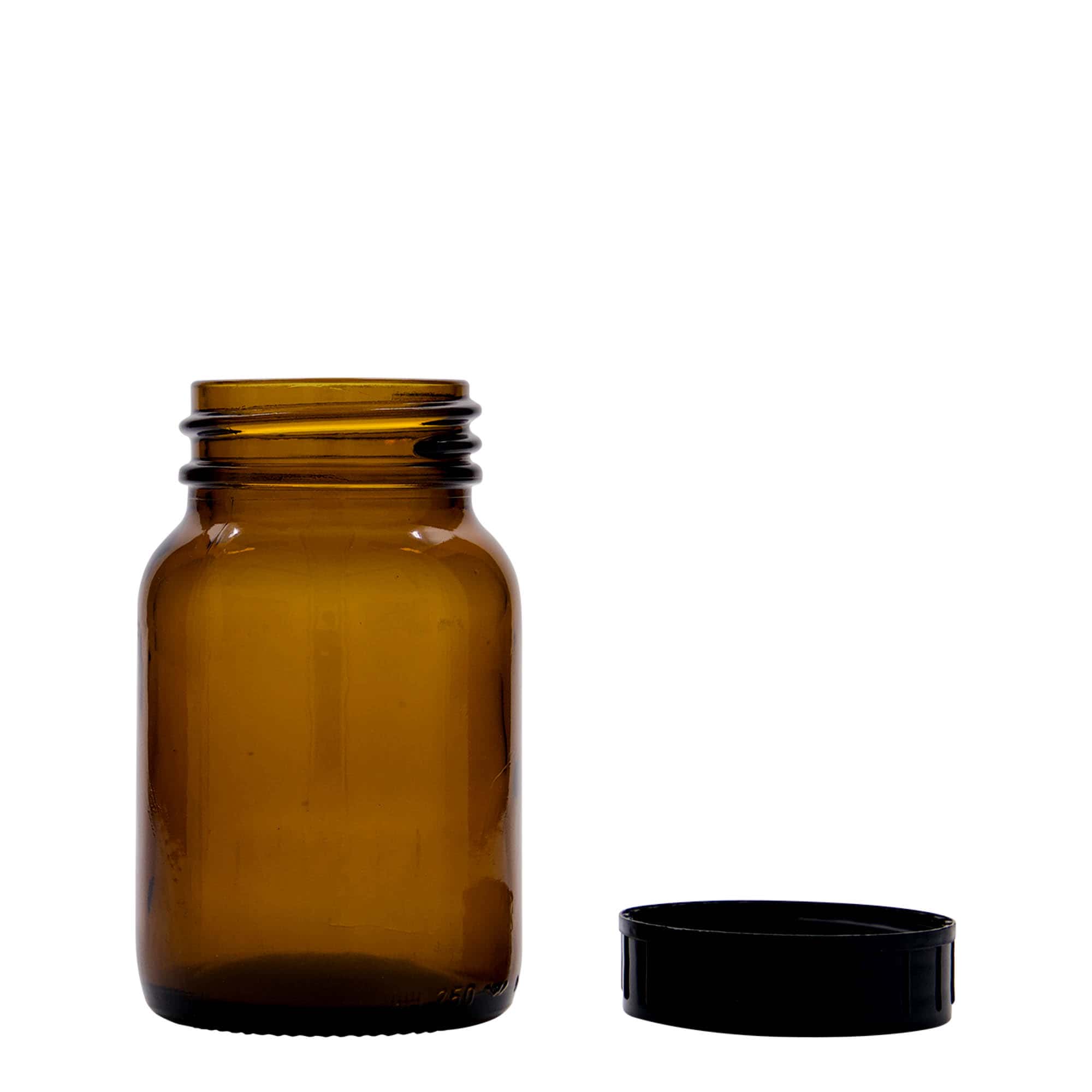 250 ml laiakaelne klaaspurk, pruun, ava: DIN 55