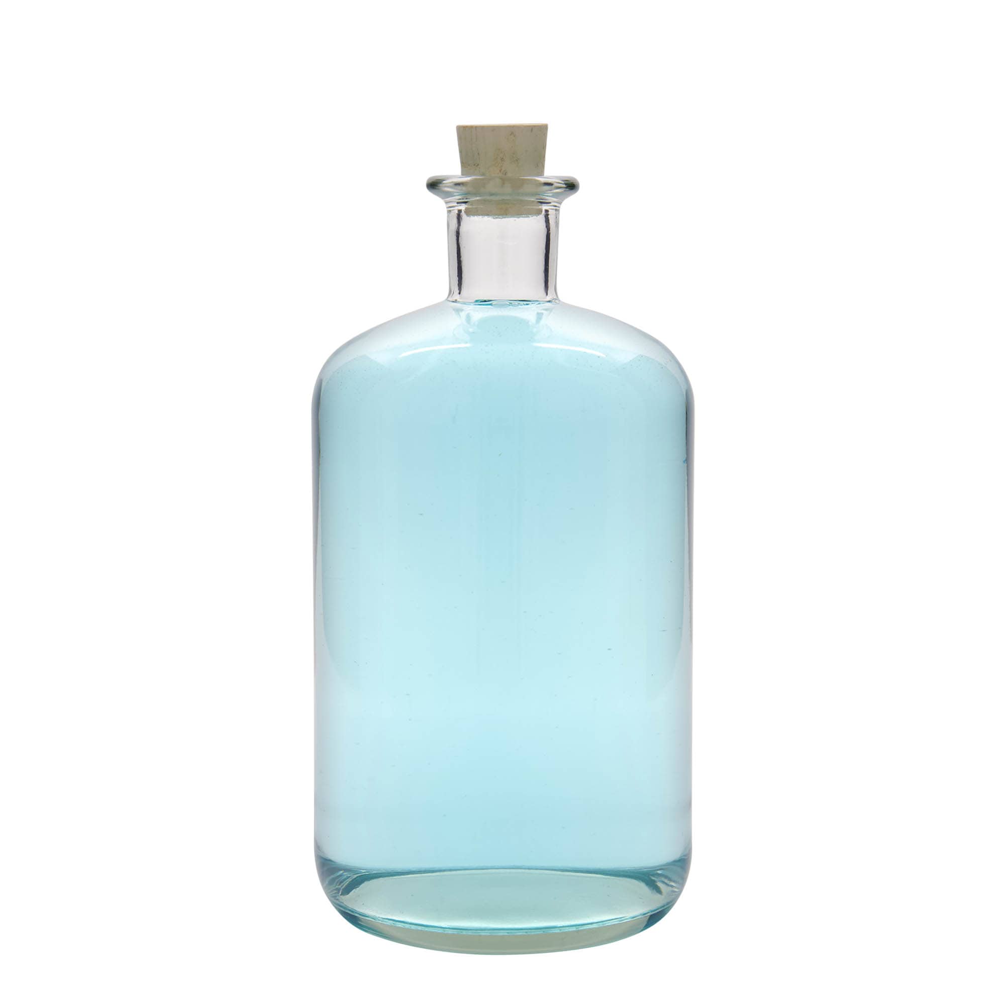 1,500 ml apteegipudel klaasist, suuava: kork