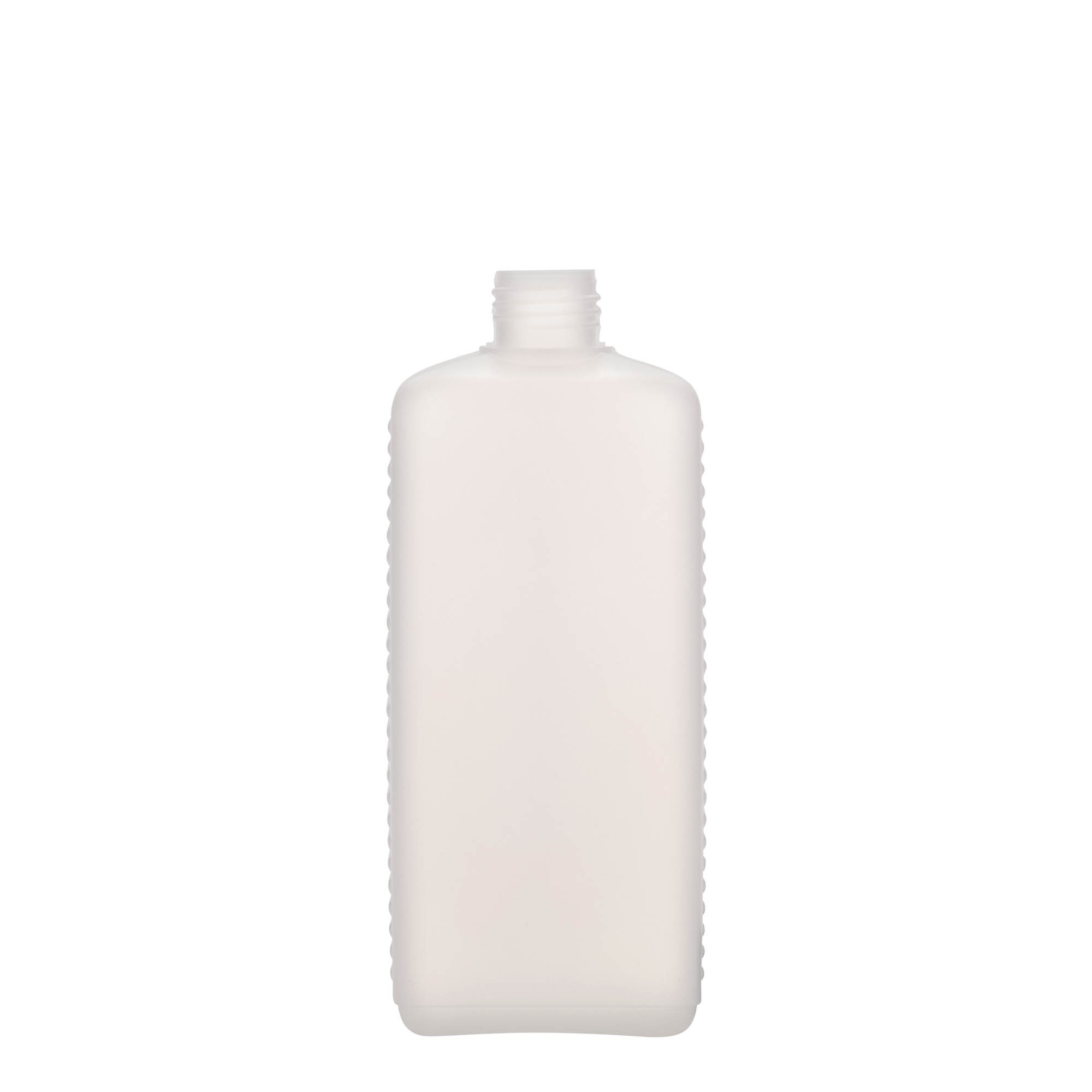 500 ml kanistripudel, ristkülikukujuline, HDPE-plast, naturaalne, suuava: DIN 25 EPE