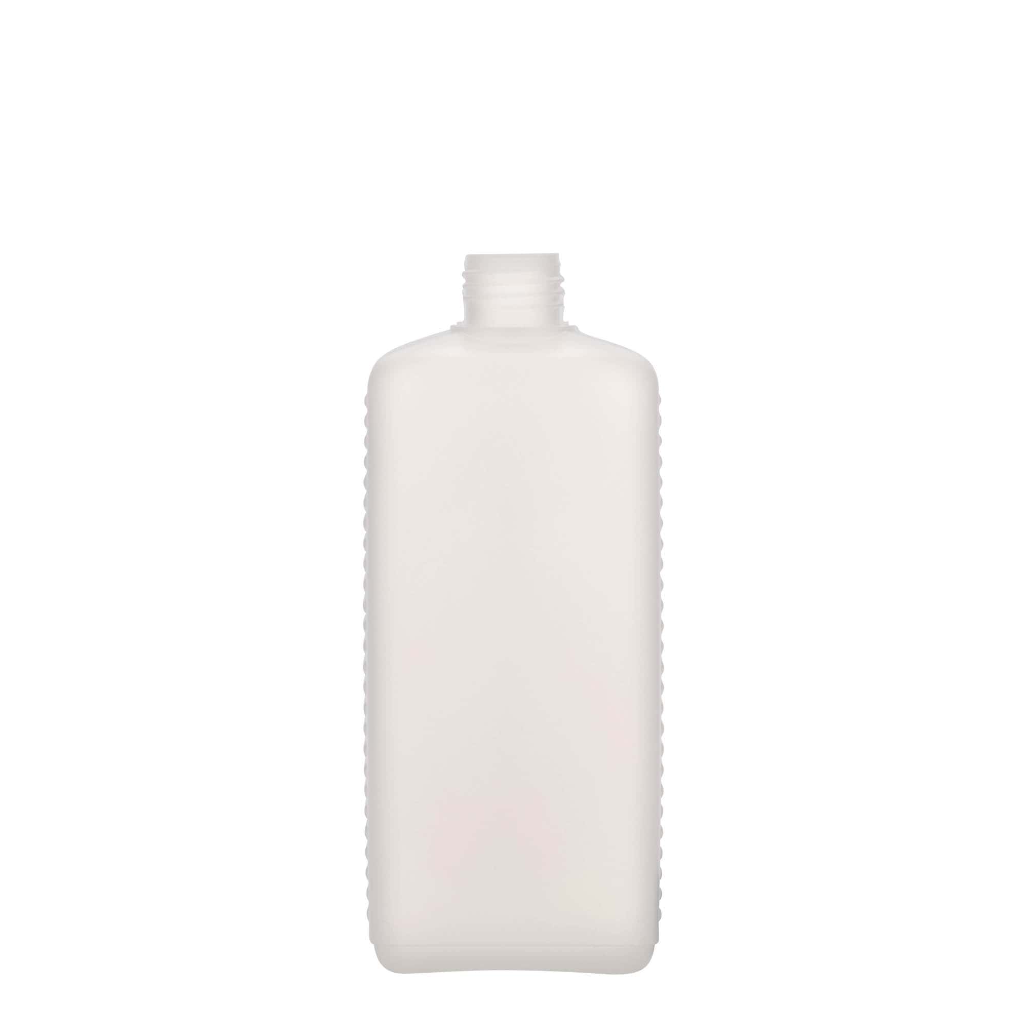 500 ml kanistripudel, ristkülikukujuline, HDPE-plast, naturaalne, suuava: DIN 25 EPE