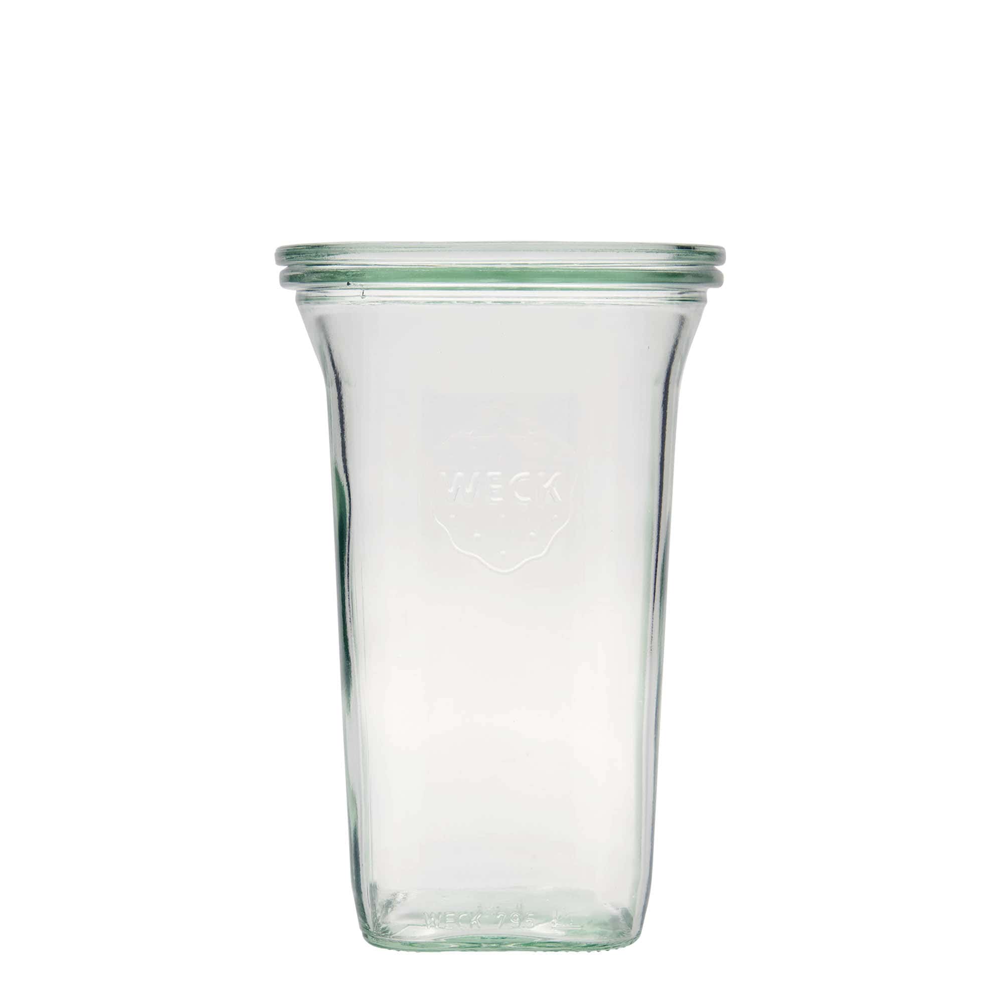 795 ml WECKi Quadro-purk, ruudukujuline, sulgur: ümar serv 795 ml WECKi Quadro-purk, ruudukujuline, sulgur: ümar serv