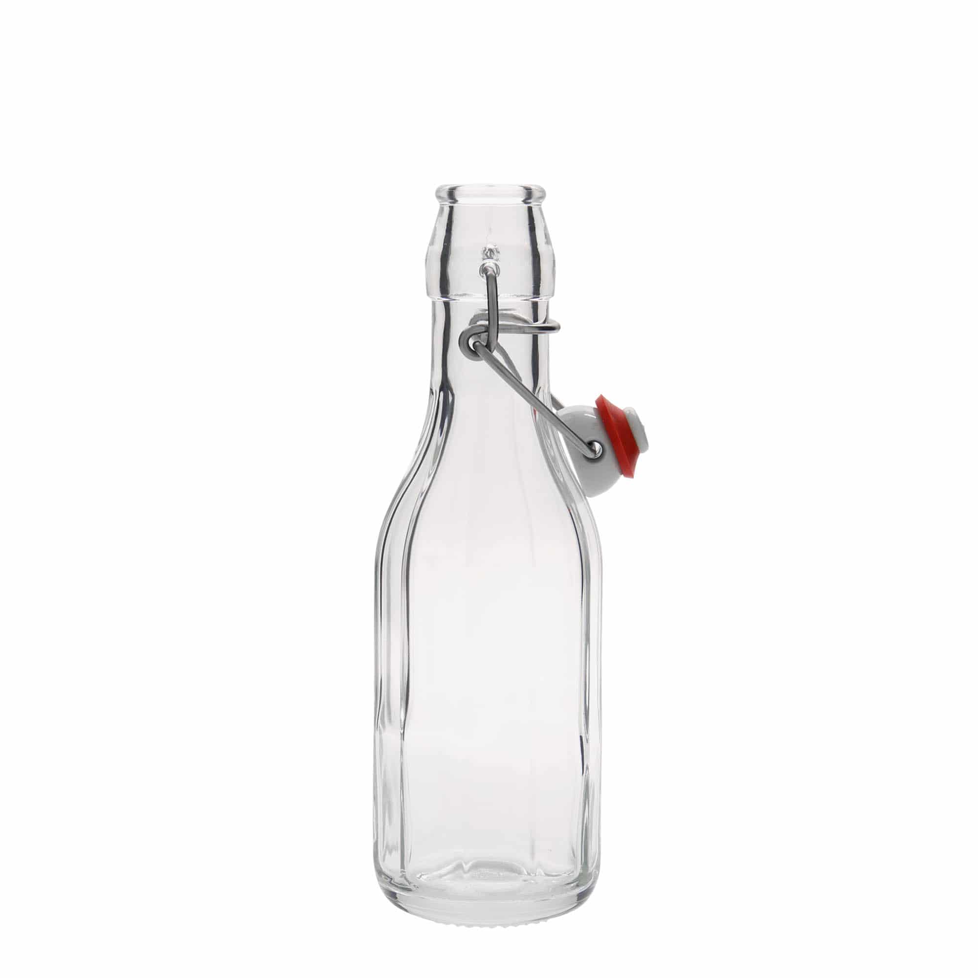 250 ml klaaspudel „Bravo“, kaheksanurkne, avale: klambrikork