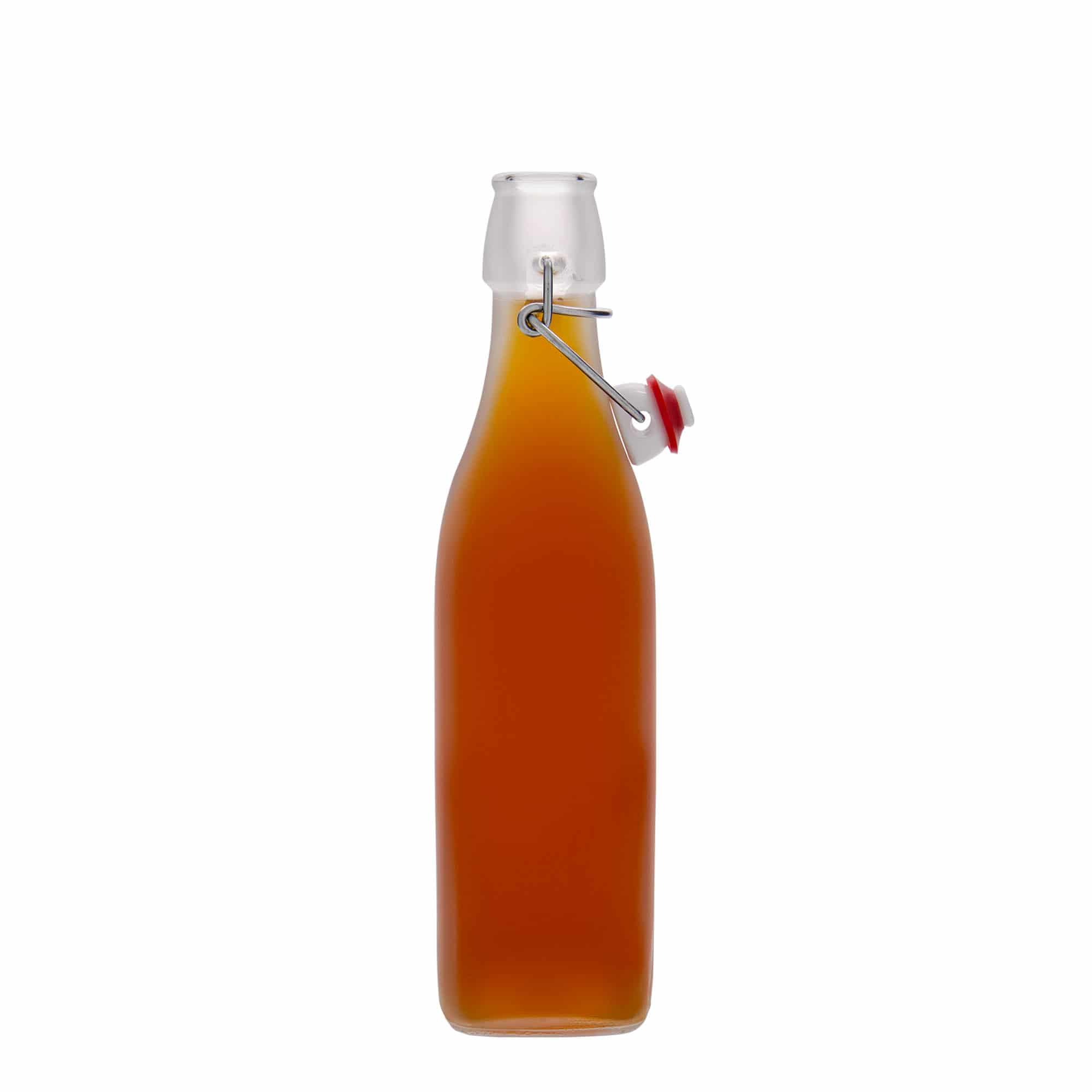 500 ml klaaspudel 'Sving', ruudukujuline, valge, sulgur: traatkork