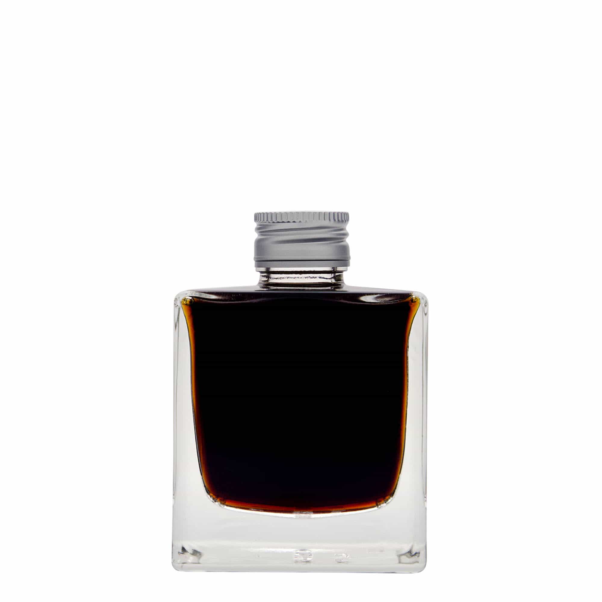 200 ml klaaspudel 'Cube', ruudukujuline, sulgur: PP 28