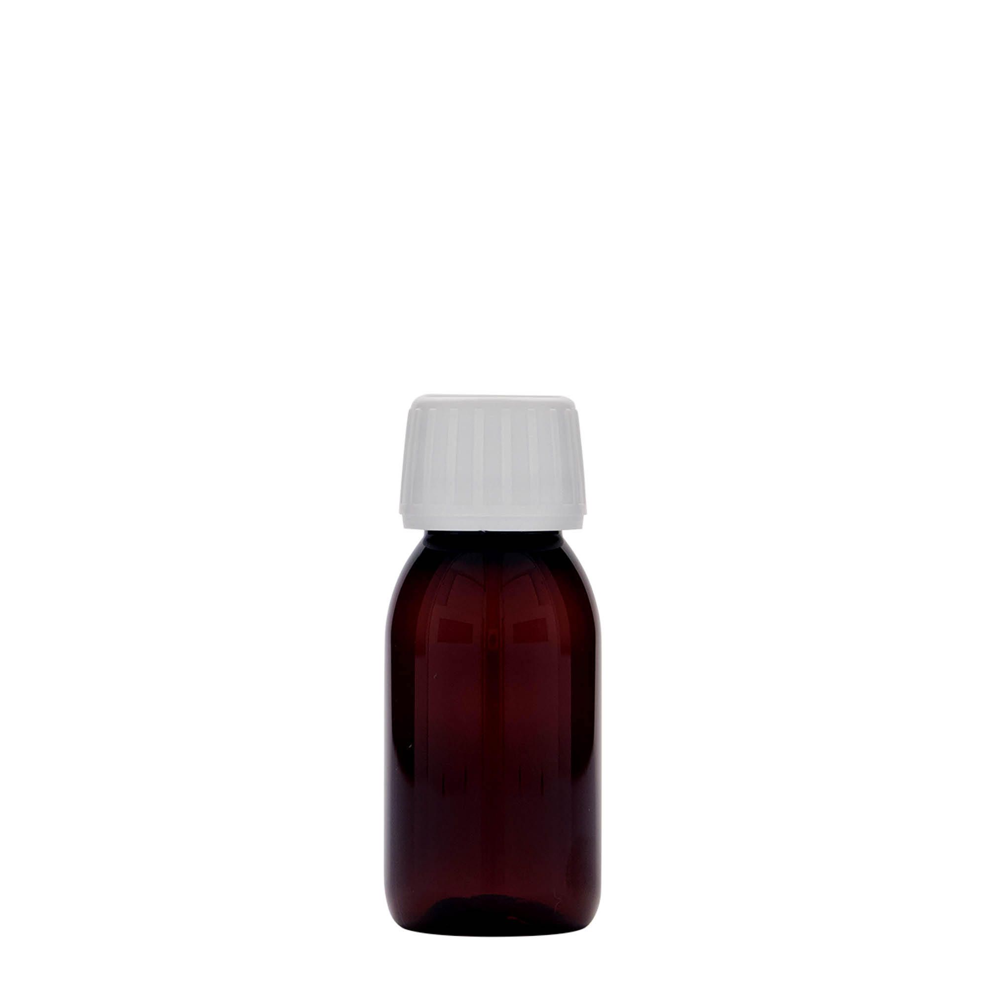 60 ml PET-meditsiinipudel, pruun, plastik, suuava: PP 28
