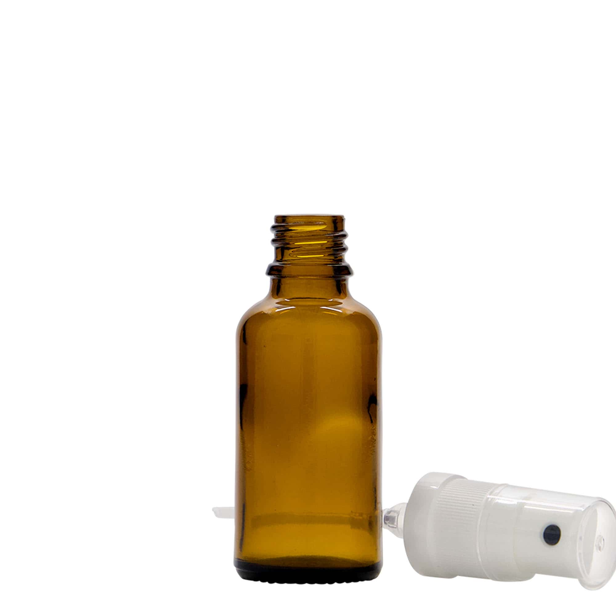 30 ml pihustuspudel meditsiiniks, klaas, pruun, avale: DIN 18