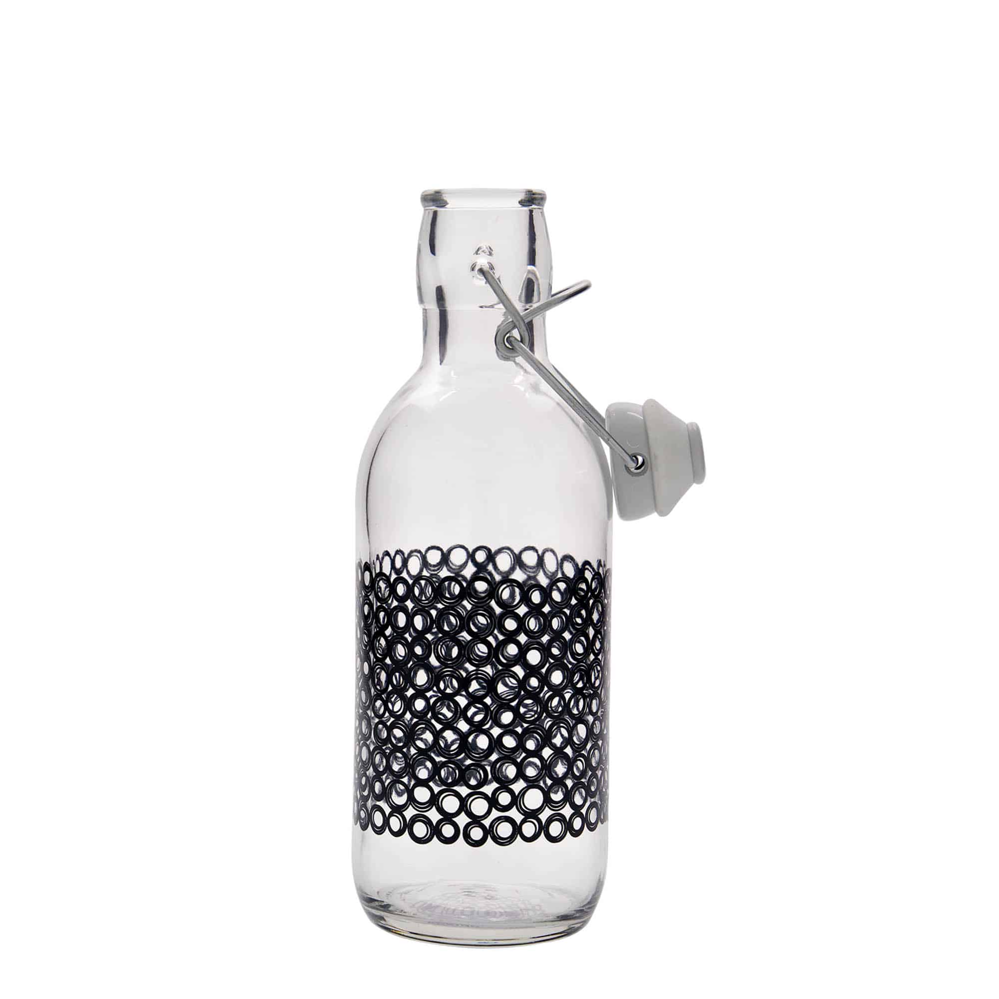500 ml klaaspudel 'Emilia', motiiv: Circola nero, sulgur: traatkork