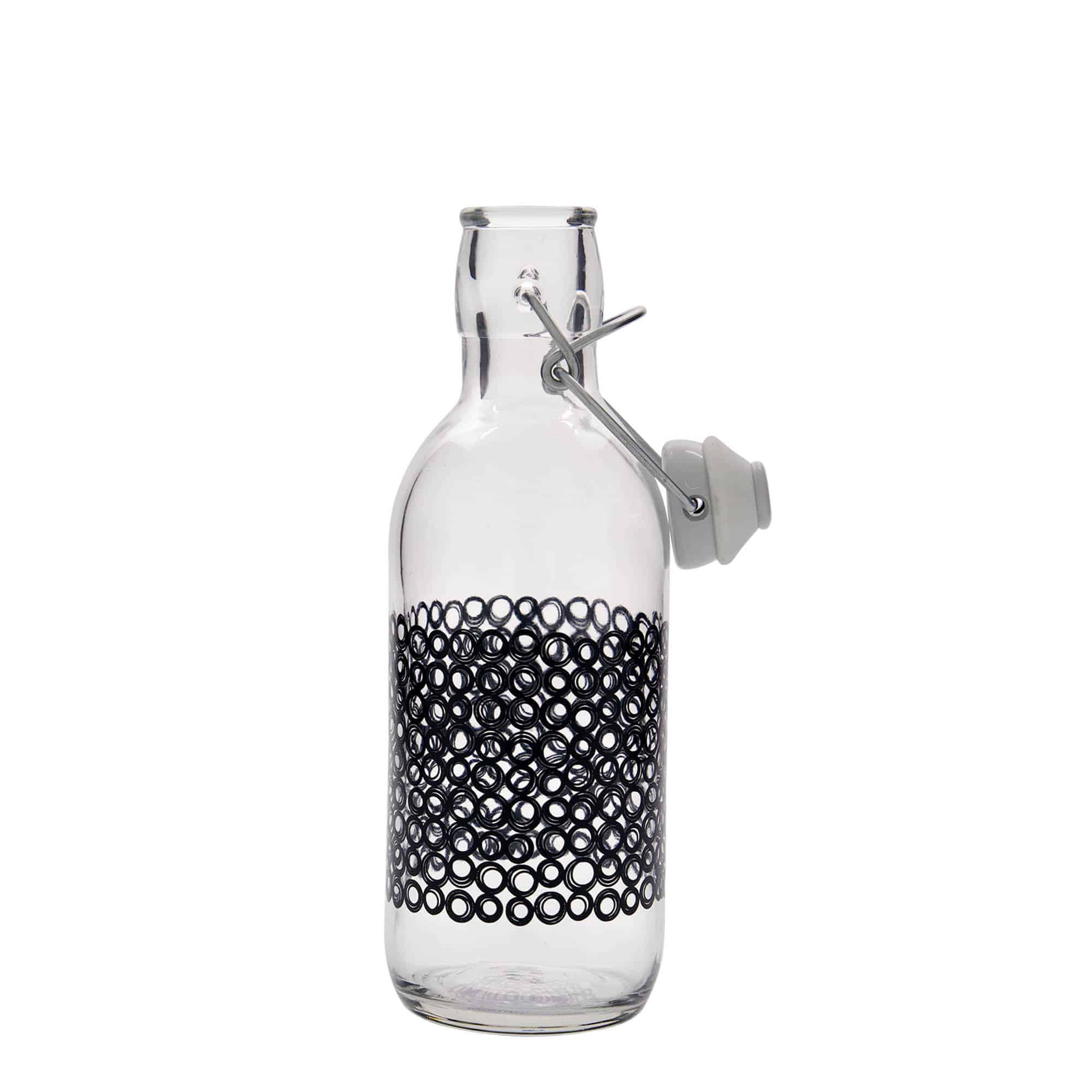 500 ml klaaspudel 'Emilia', motiiv: Circola nero, suuava: klambrikork