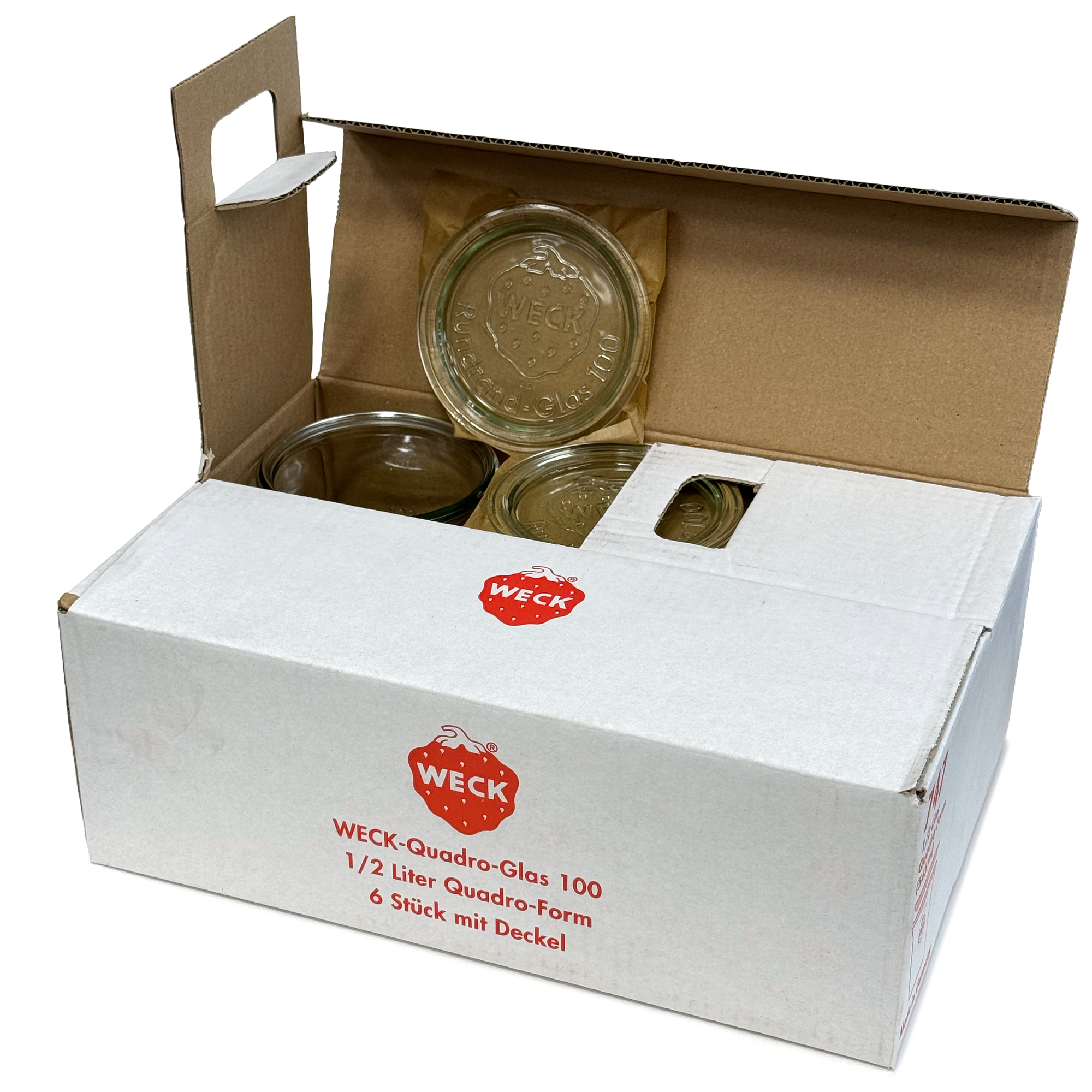 6x 545 ml WECK-Quadro klaas klaaskaanega RR 100