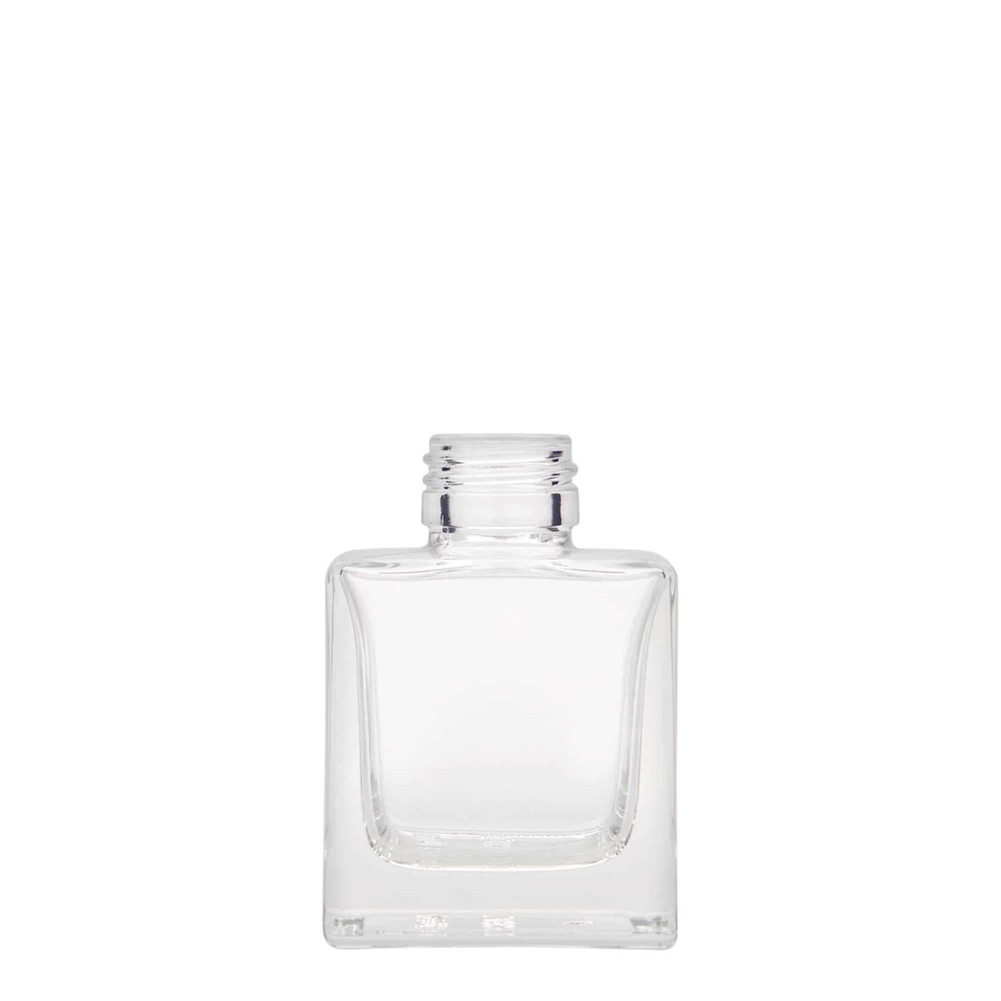 100 ml klaaspudel 'Cube', ruudukujuline, sulgur: PP 28