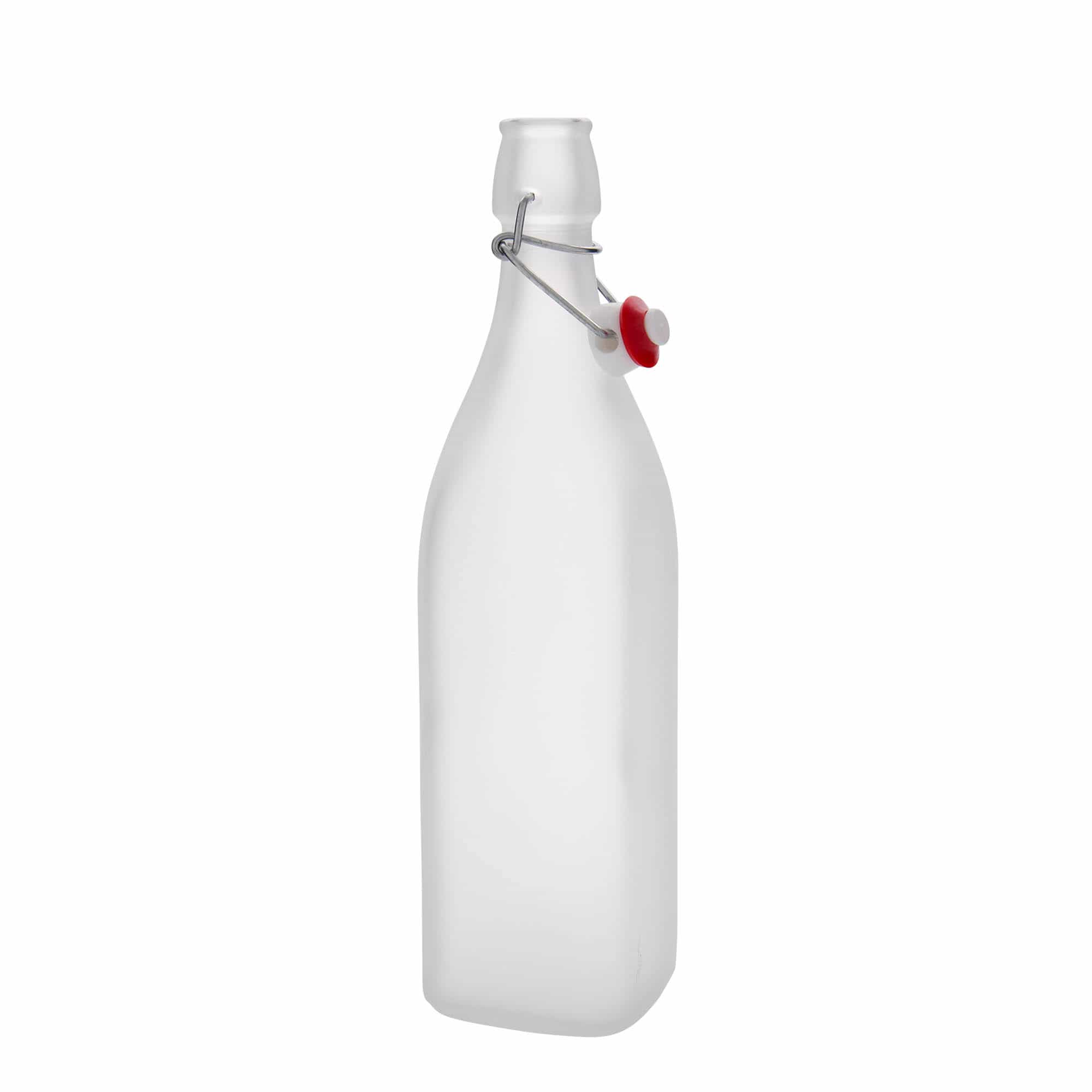 1000 ml klaaspudel 'Sving', ruudukujuline, valge, sulgur: traatkork