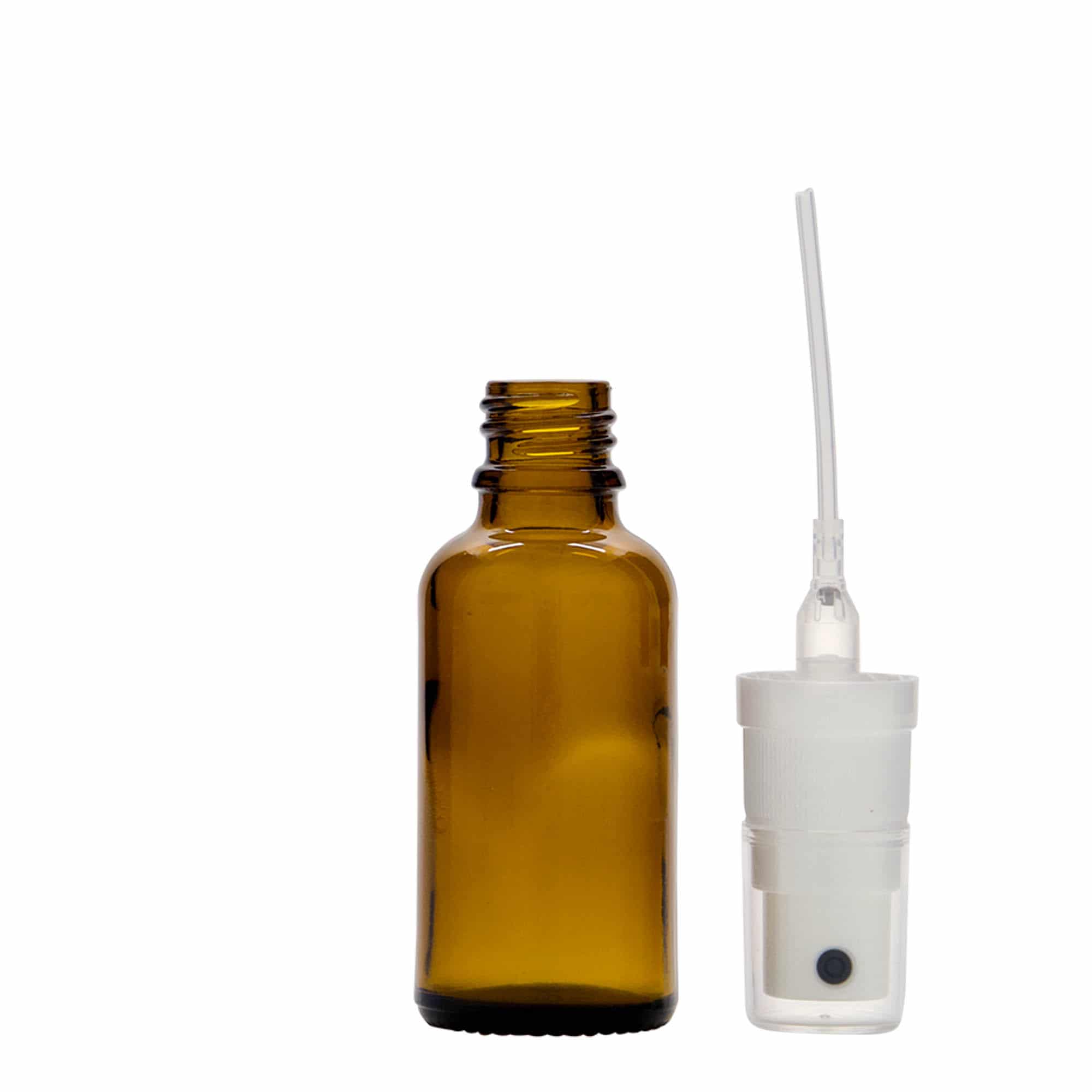 30 ml ravimi pihustuspudel, klaas, pruun, sulgur: DIN 18