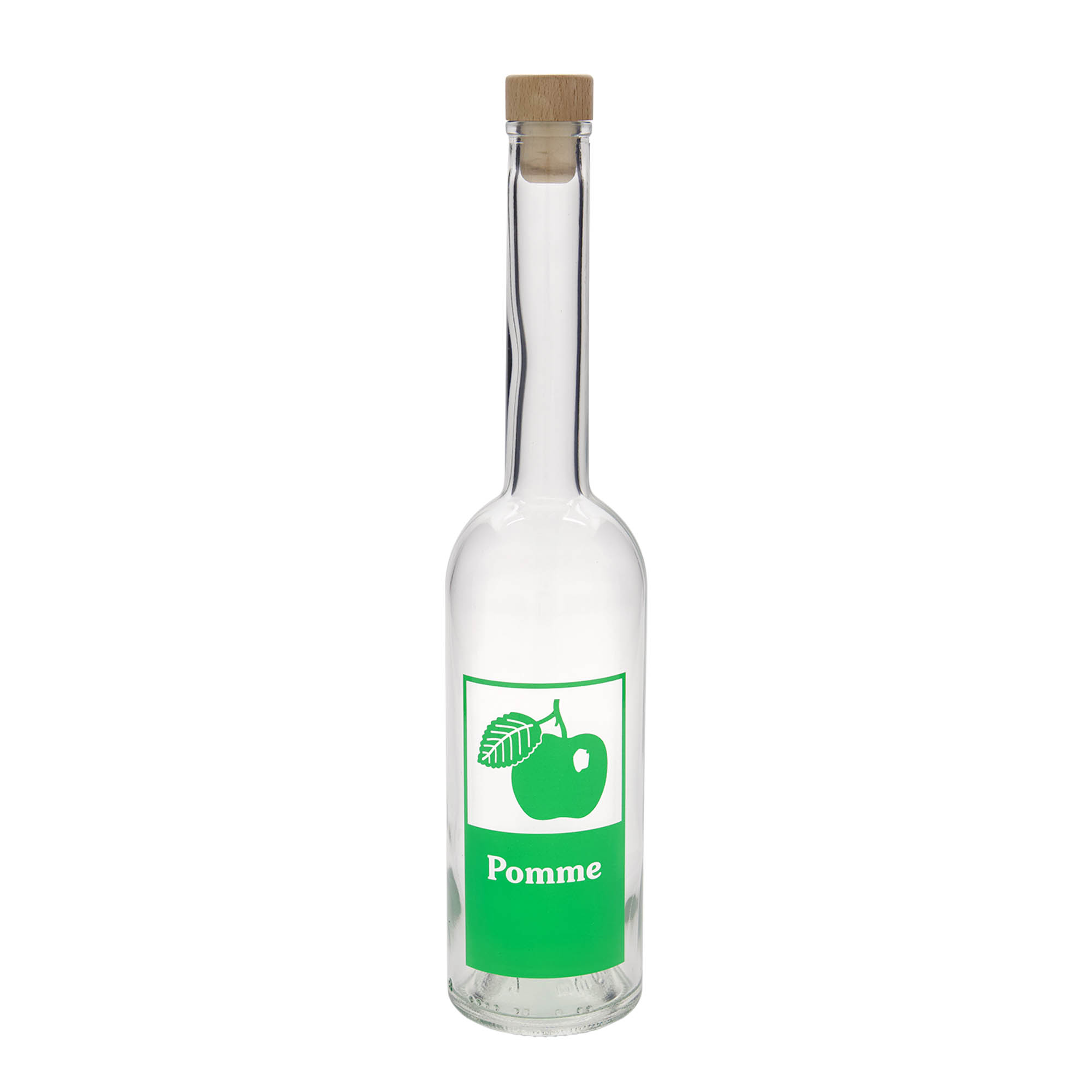 500 ml klaaspudel 'Opera', motiiv: Õun, kael: kork 500 ml klaaspudel 'Opera', motiiv: Õun, kael: kork