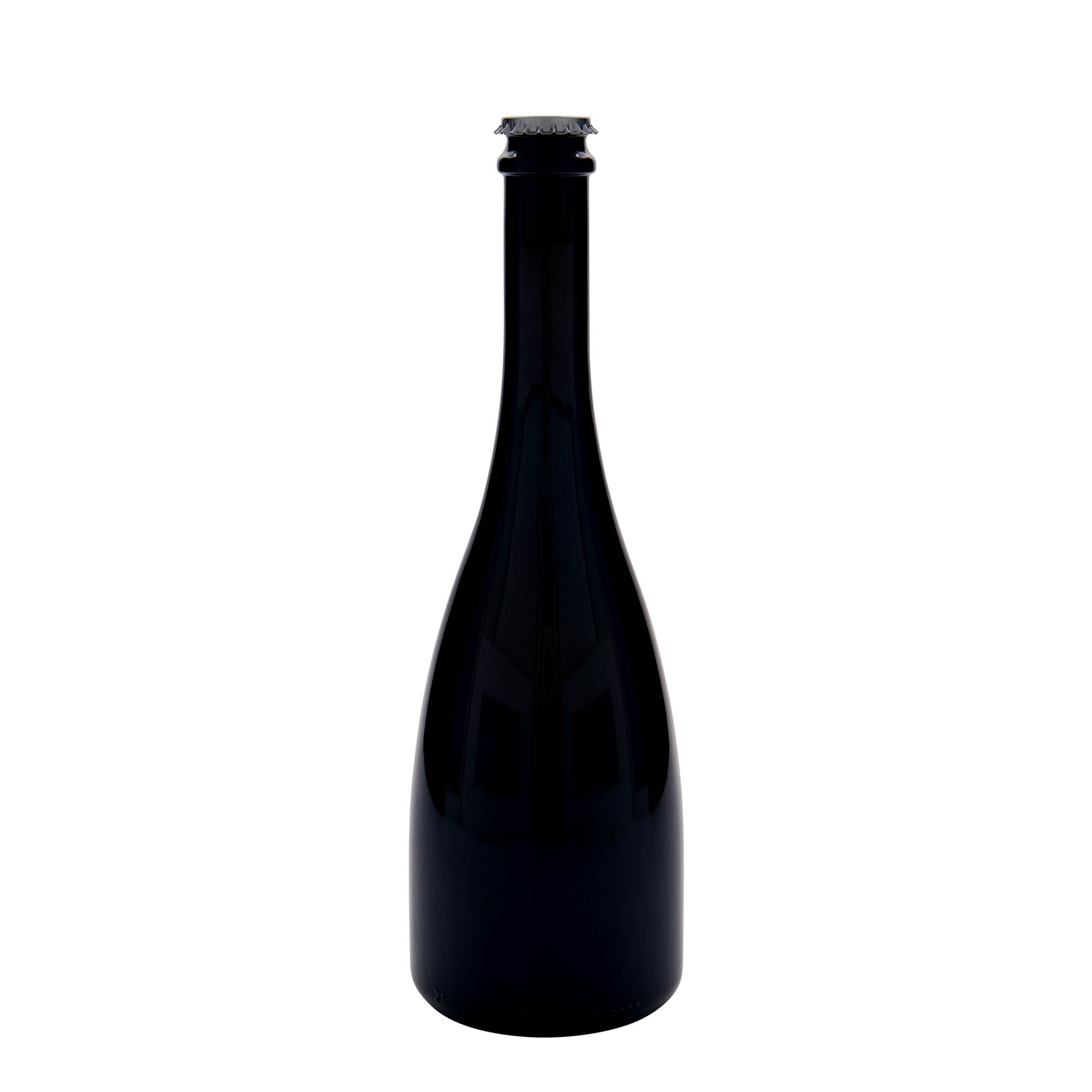 750 ml õlle-/vahuveinipudel „Tosca“, klaas, antiikroheline, avale: kroonork