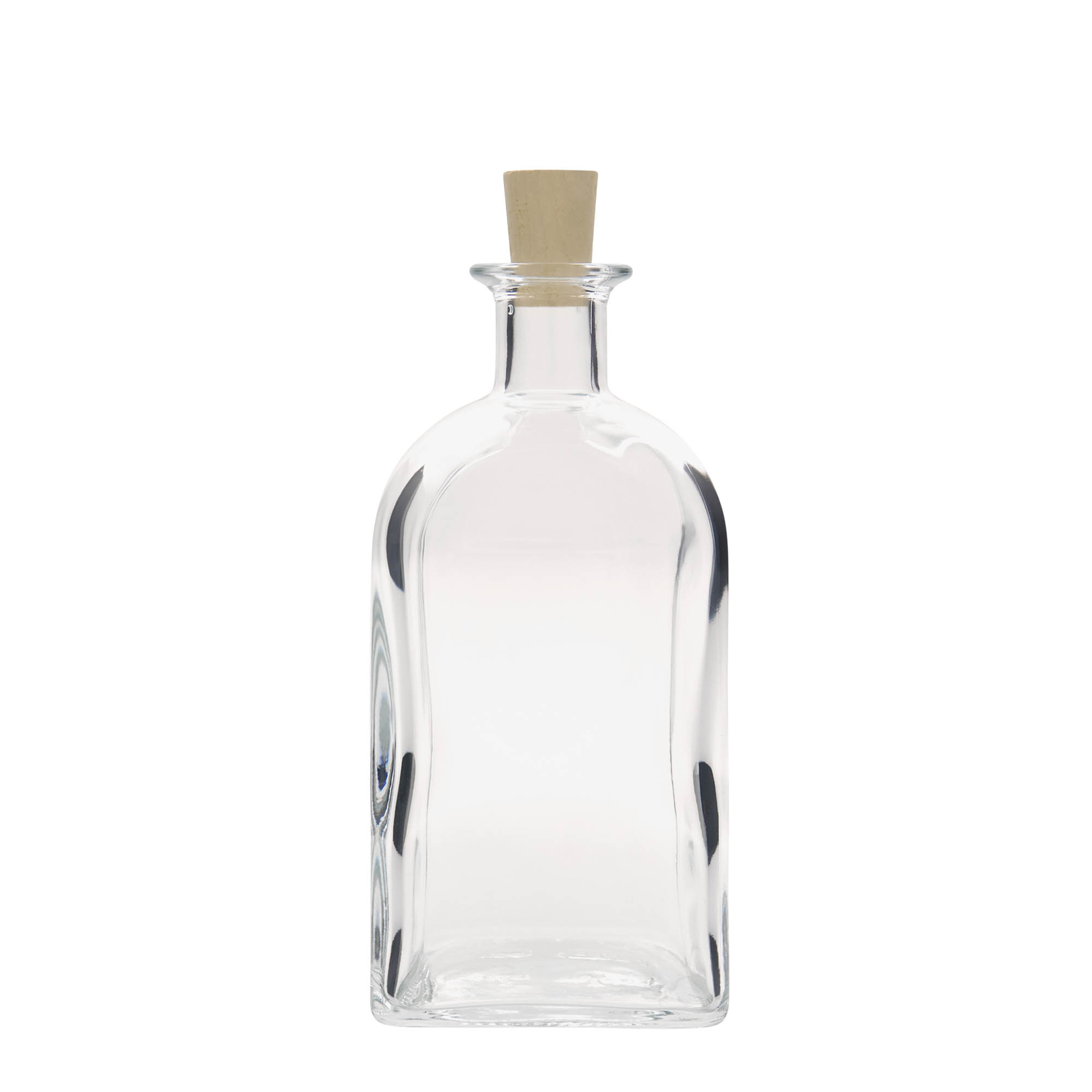 700 ml klaasist apteegipudel 'Carré', ruudukujuline, sulgur: kork
