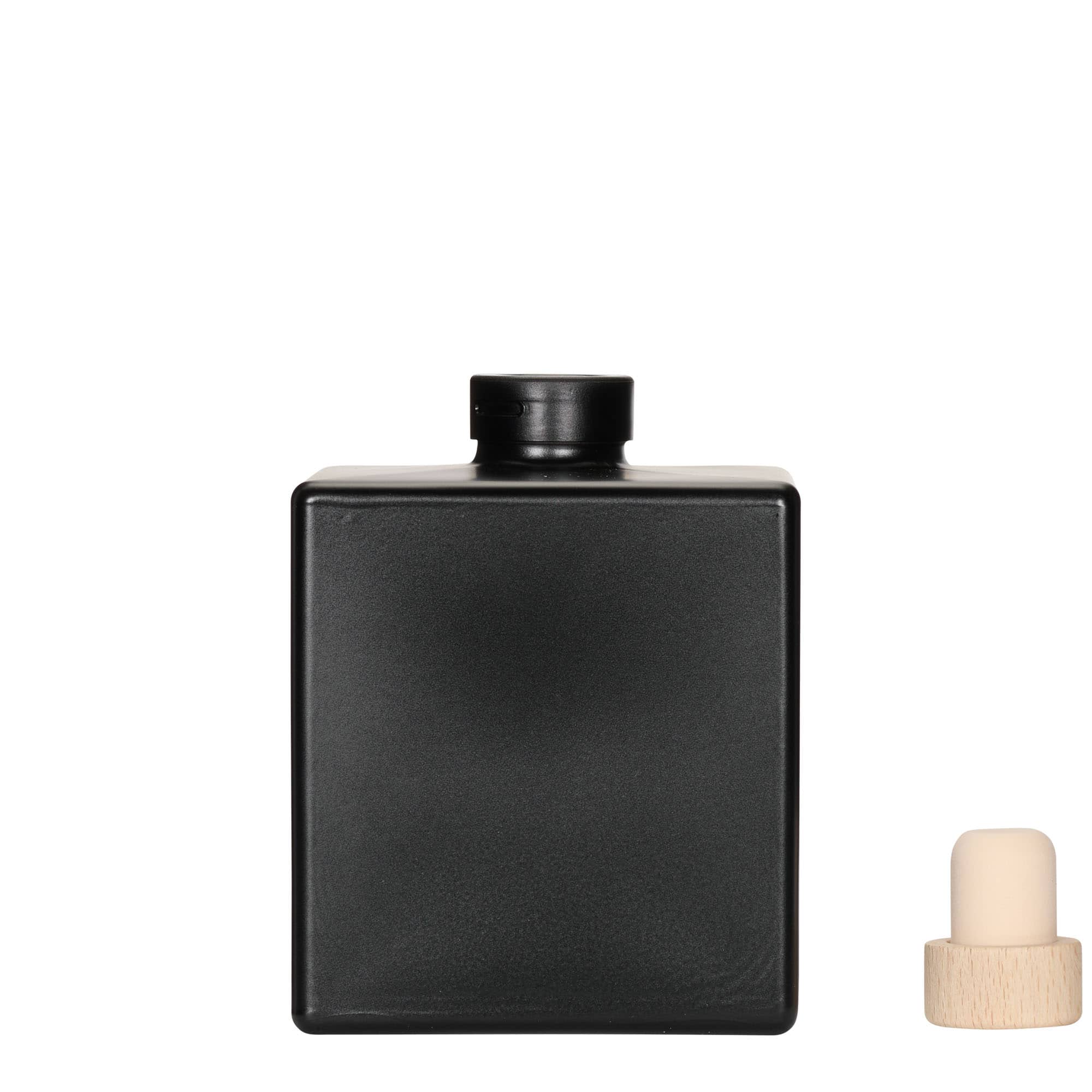 500 ml klaaspudel 'Cube', ruudukujuline, must, sulgur: kork