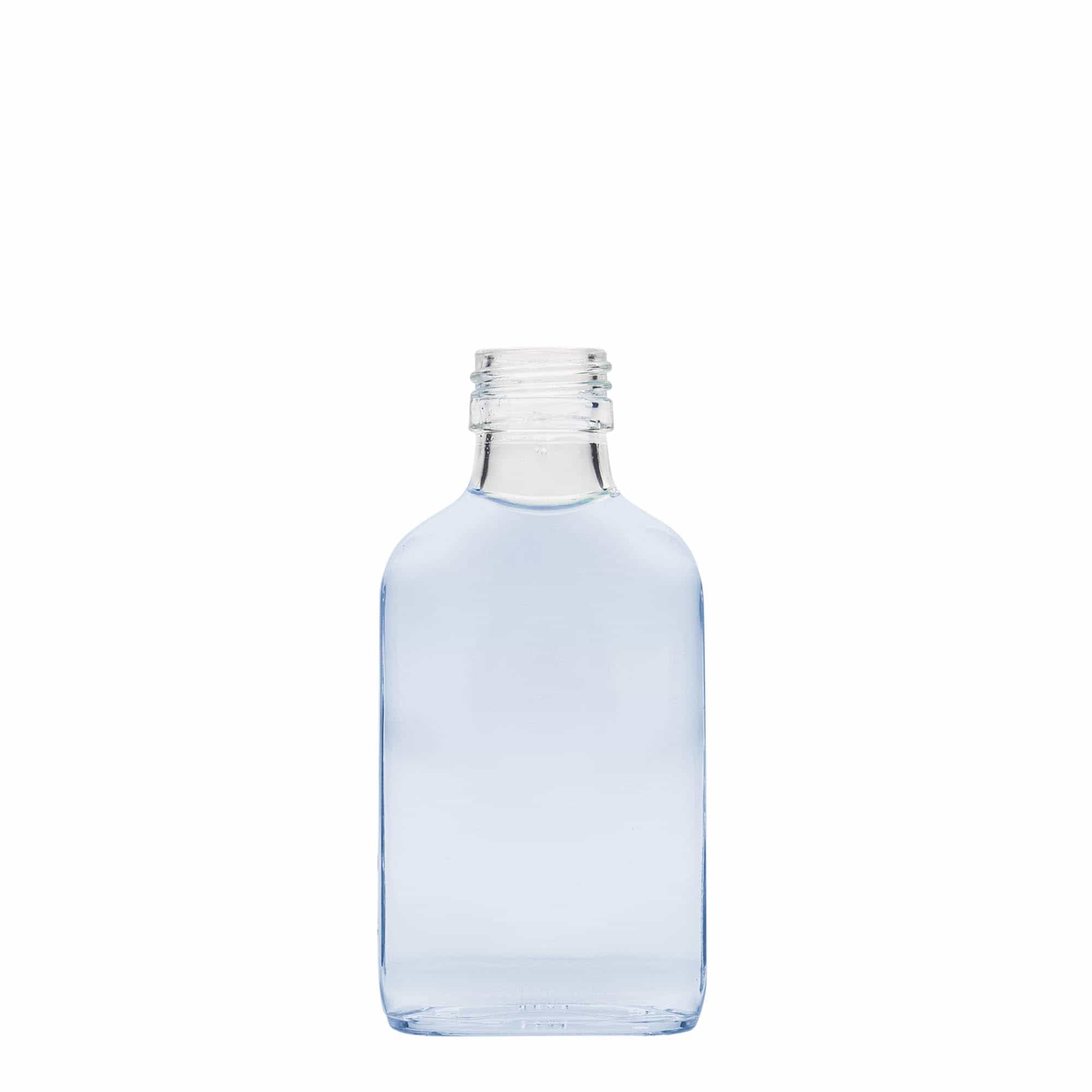 100 ml taskupudel, ristkülikukujuline, klaas, sulgur: PP 28