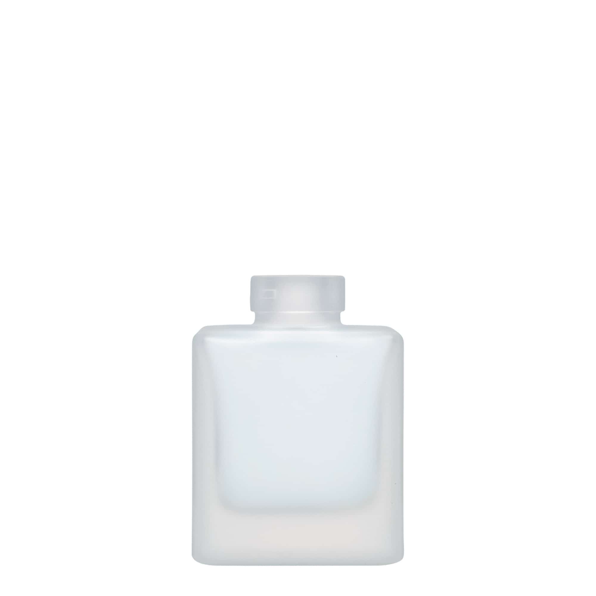 100 ml klaaspudel 'Cube', ruudukujuline, jäätunud, suuava: kork