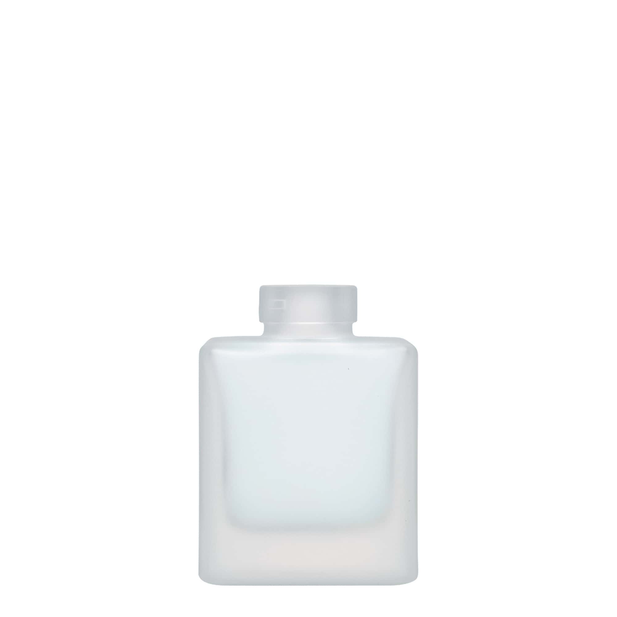 100 ml klaaspudel 'Cube', ruudukujuline, jäätunud, suuava: kork