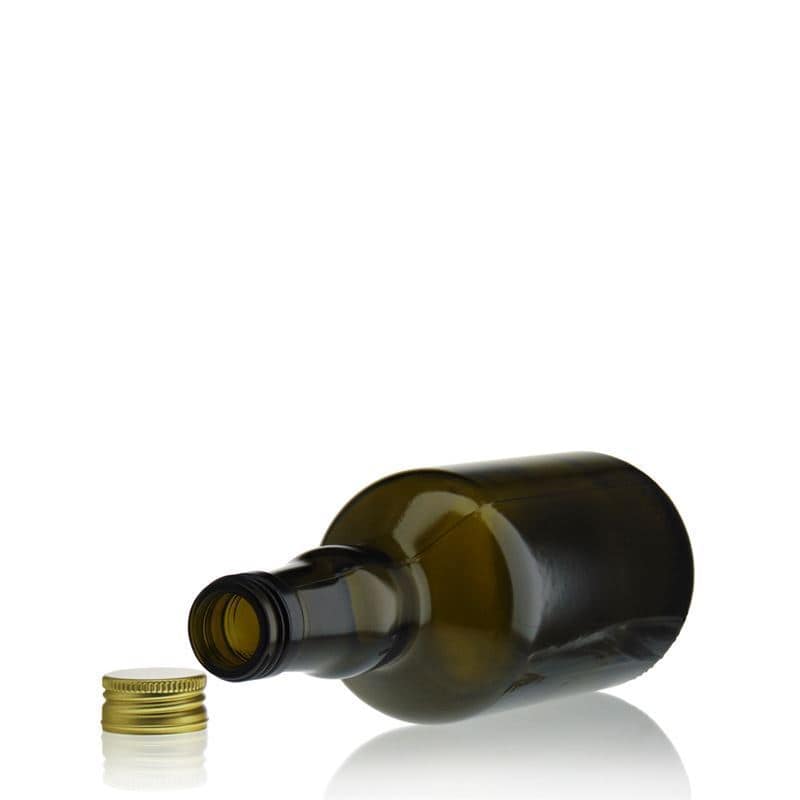 500 ml klaaspudel 'Olona', antiikroheline, sulgur: PP 31,5