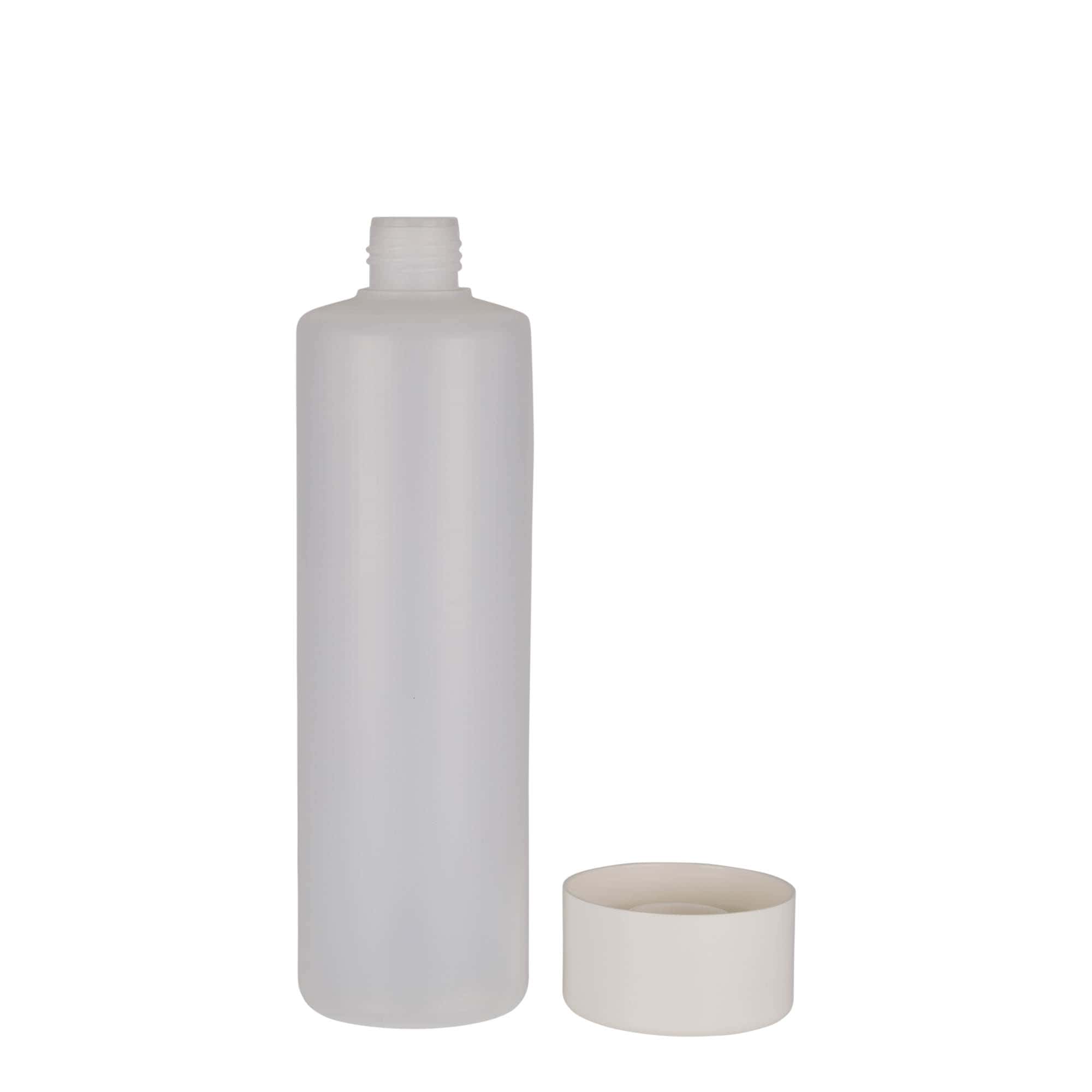 500 ml silinderpudel, PE-plast, loomulik värv, sulgur: keeratav kork