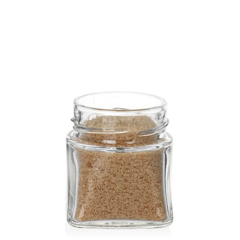 106 ml ruudukujuline klaaspurk 'Luxor', ava: Deep-Twist-Off (DTO 58)