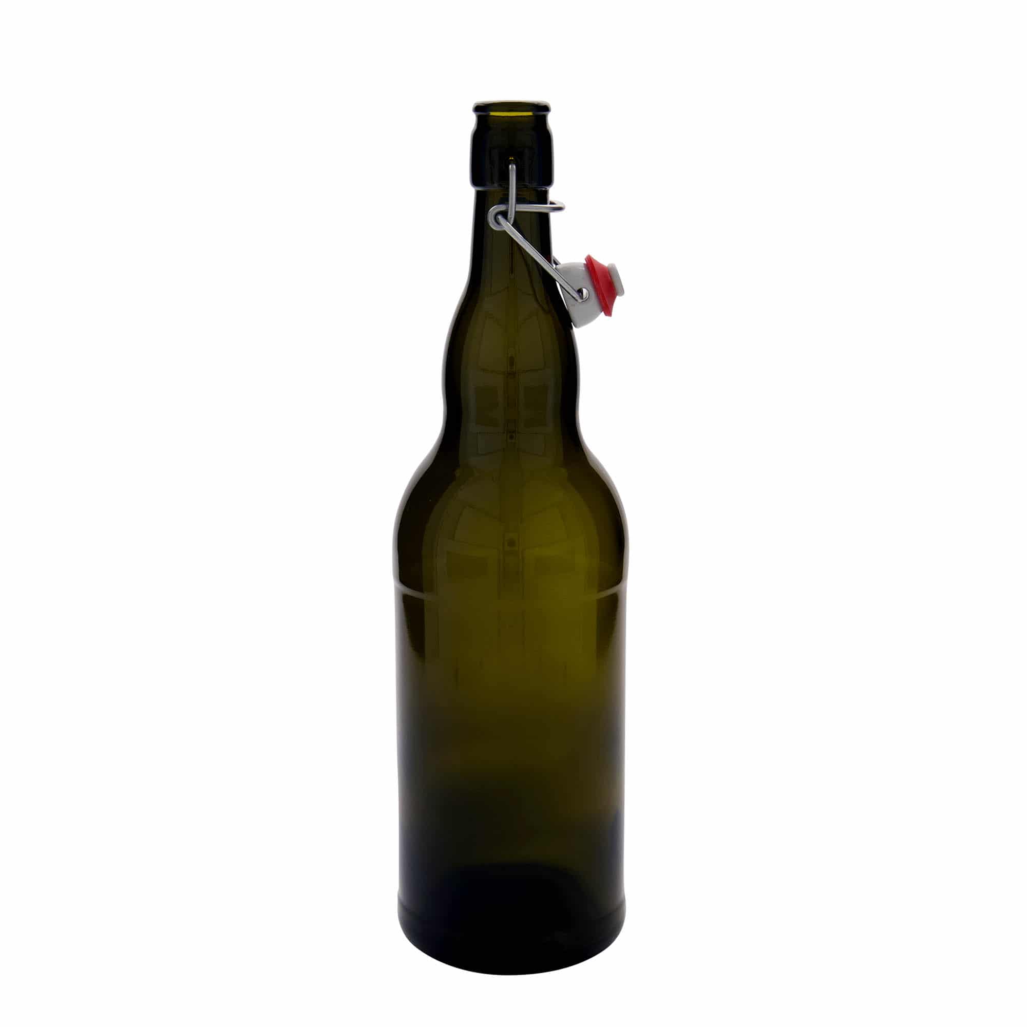 1000 ml õllepudel Belgia, klaas, antiikroheline, sulgur: traatkork