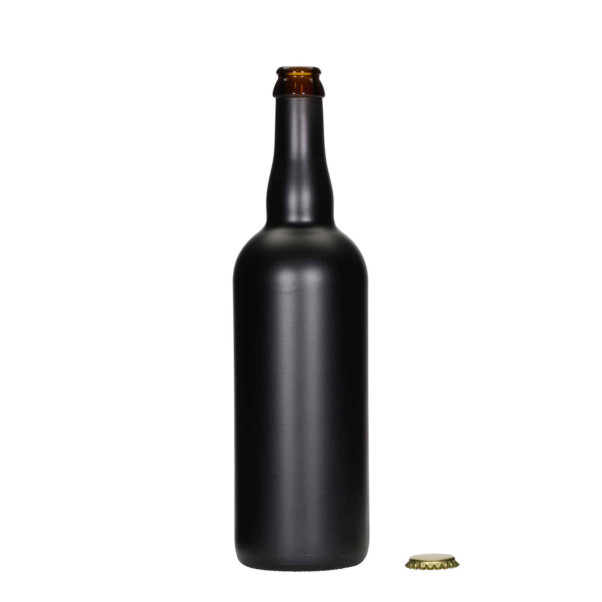750 ml õllepudel Belgia, klaas, must, suu: kroonkaan