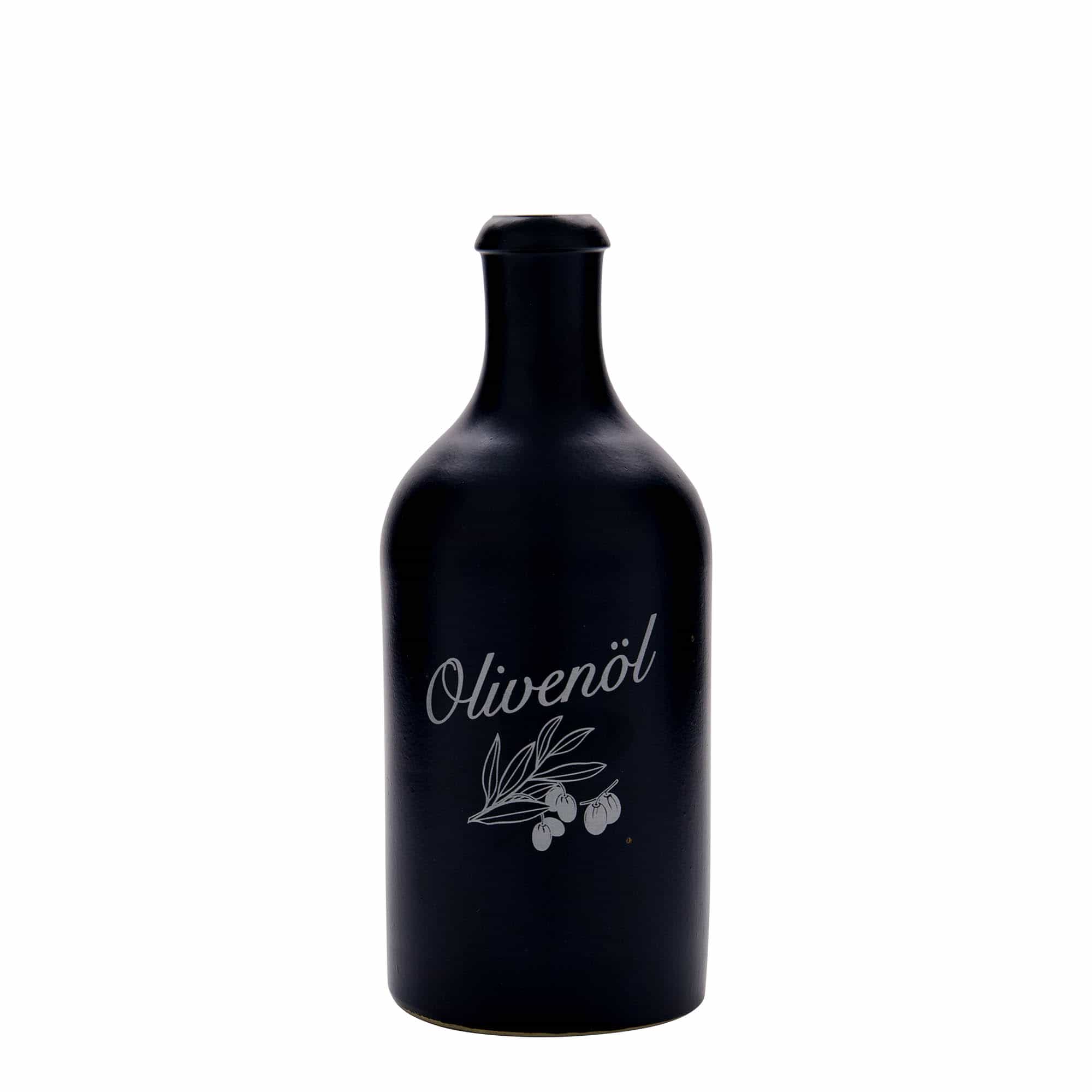 500 ml keraamiline pudel, motiiv: oliiviõli, kivikeraamika, must, sulgur: kork 500 ml keraamiline pudel, motiiv: oliiviõli, kivikeraamika, must, sulgur: kork