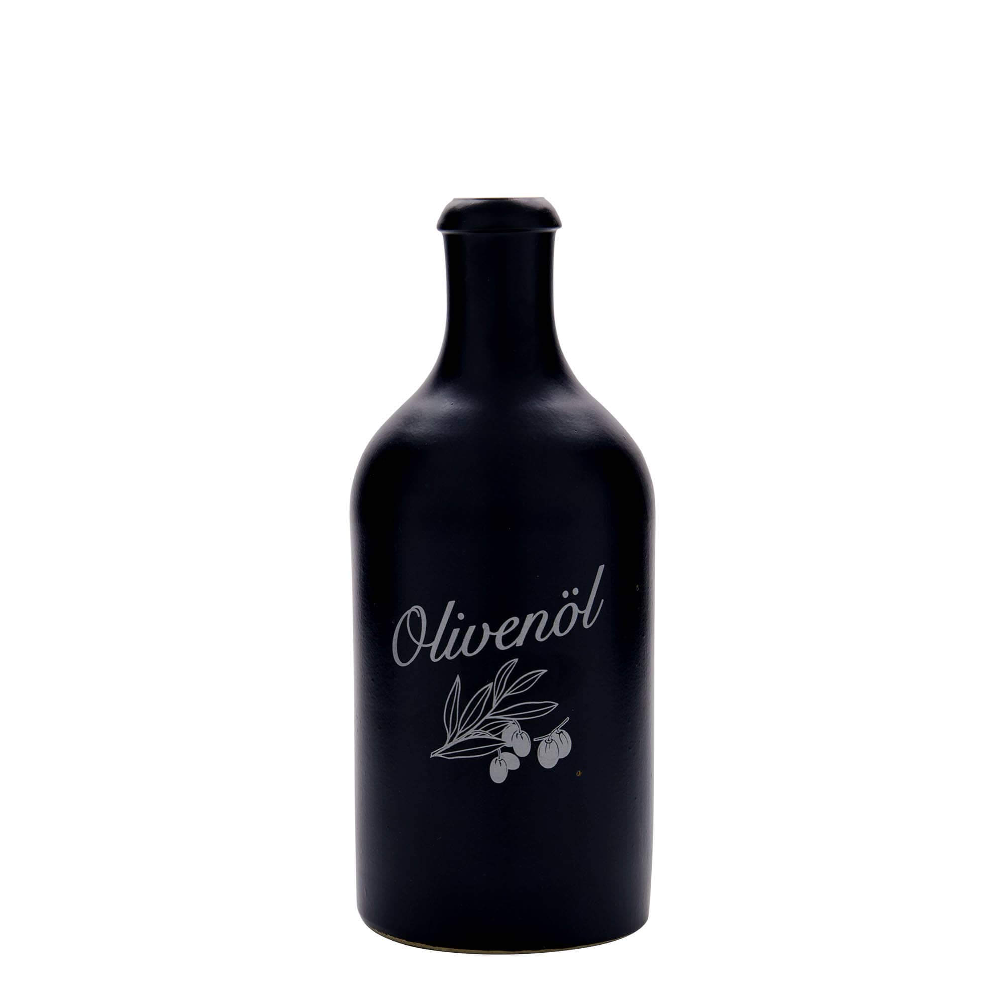 500 ml savipott, motiiv: oliiviõli, keraamika, must, suuava: kork