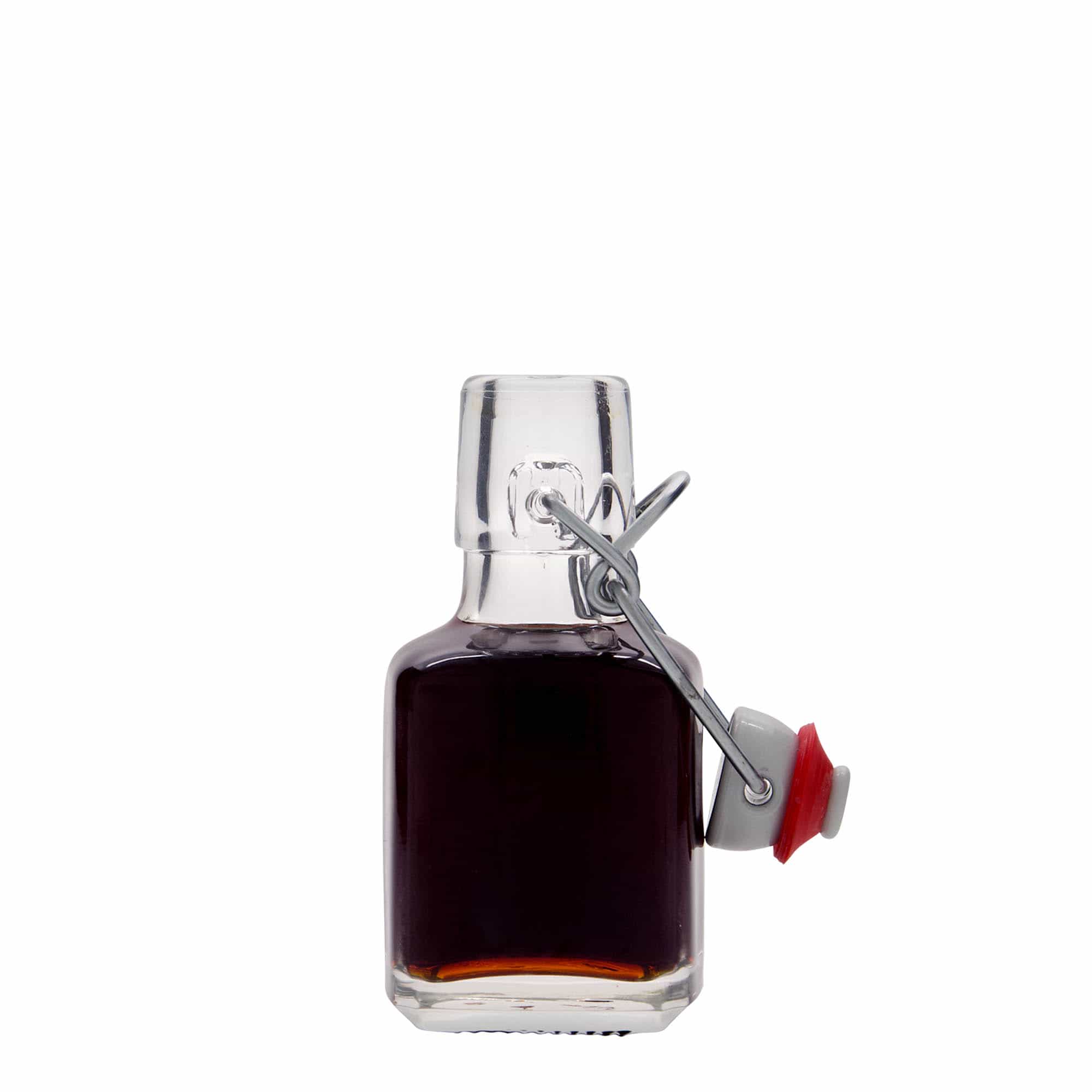 100 ml klaaspudel 'Kubica', ruudukujuline, sulgur: traatkork
