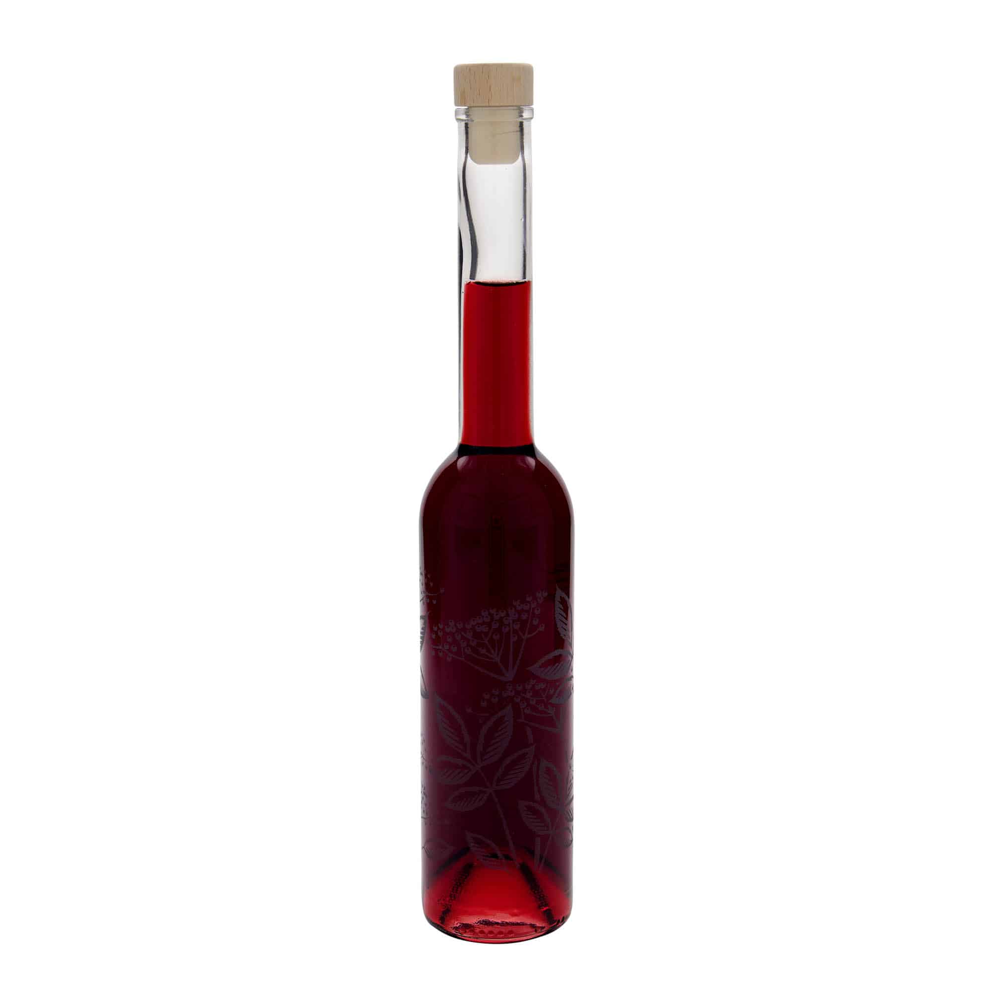 350 ml klaaspudel 'Opera', motiiv: leedripuu, suue: kork