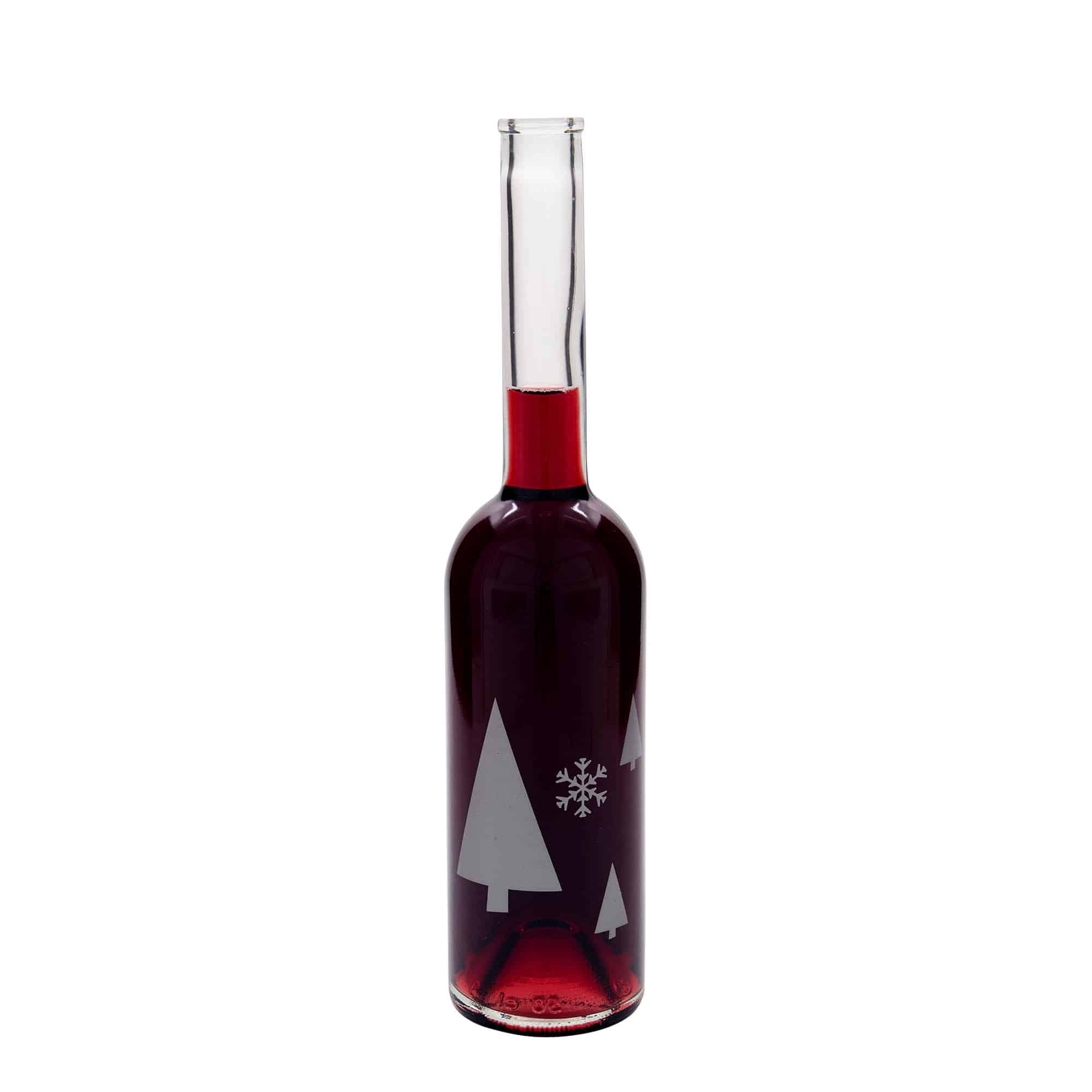 500 ml klaaspudel 'Opera', motiiv: lumehelbed, sulgur: kork