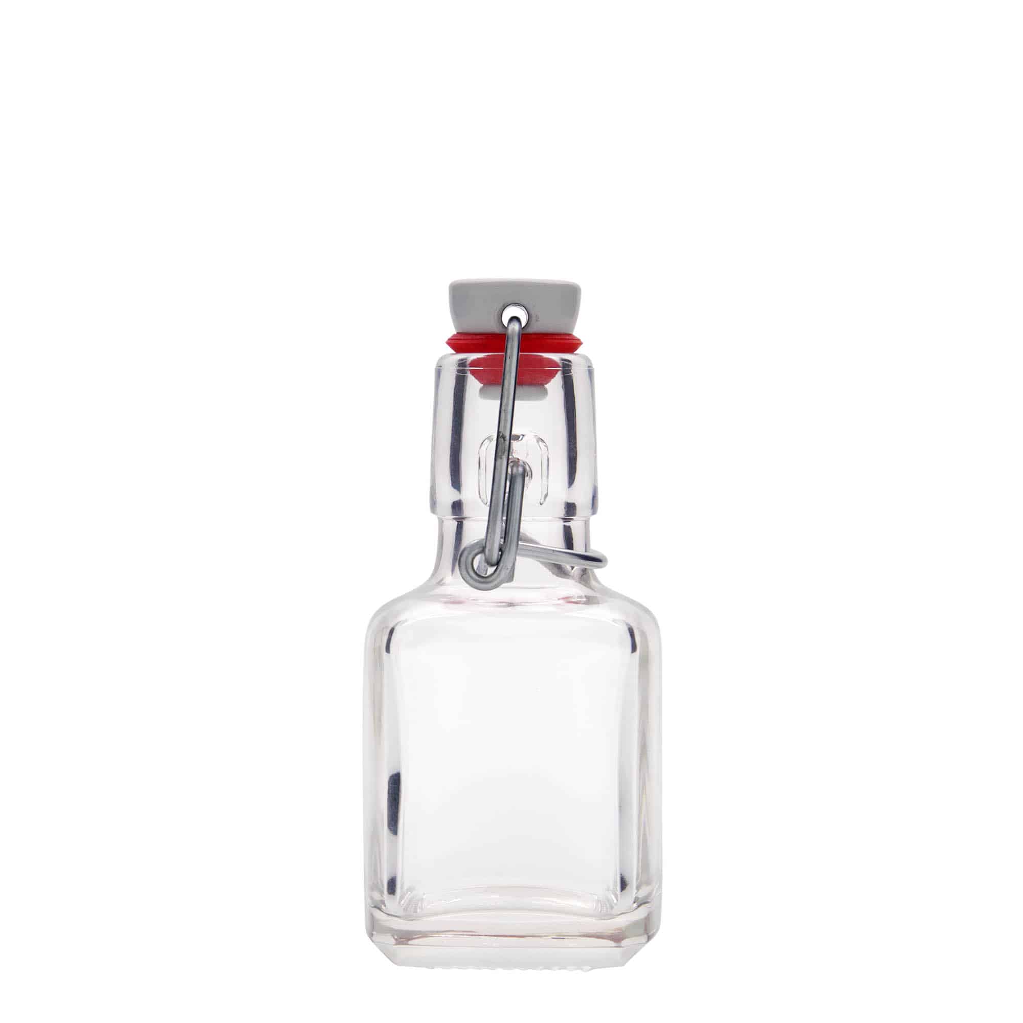 100 ml klaaspudel 'Kubica', ruudukujuline, sulgur: traatkork