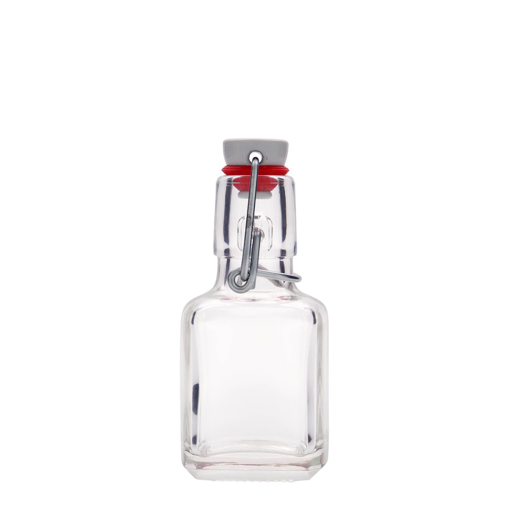 100 ml klaaspudel 'Kubica', ruudukujuline, suuava: klambriga sulgur